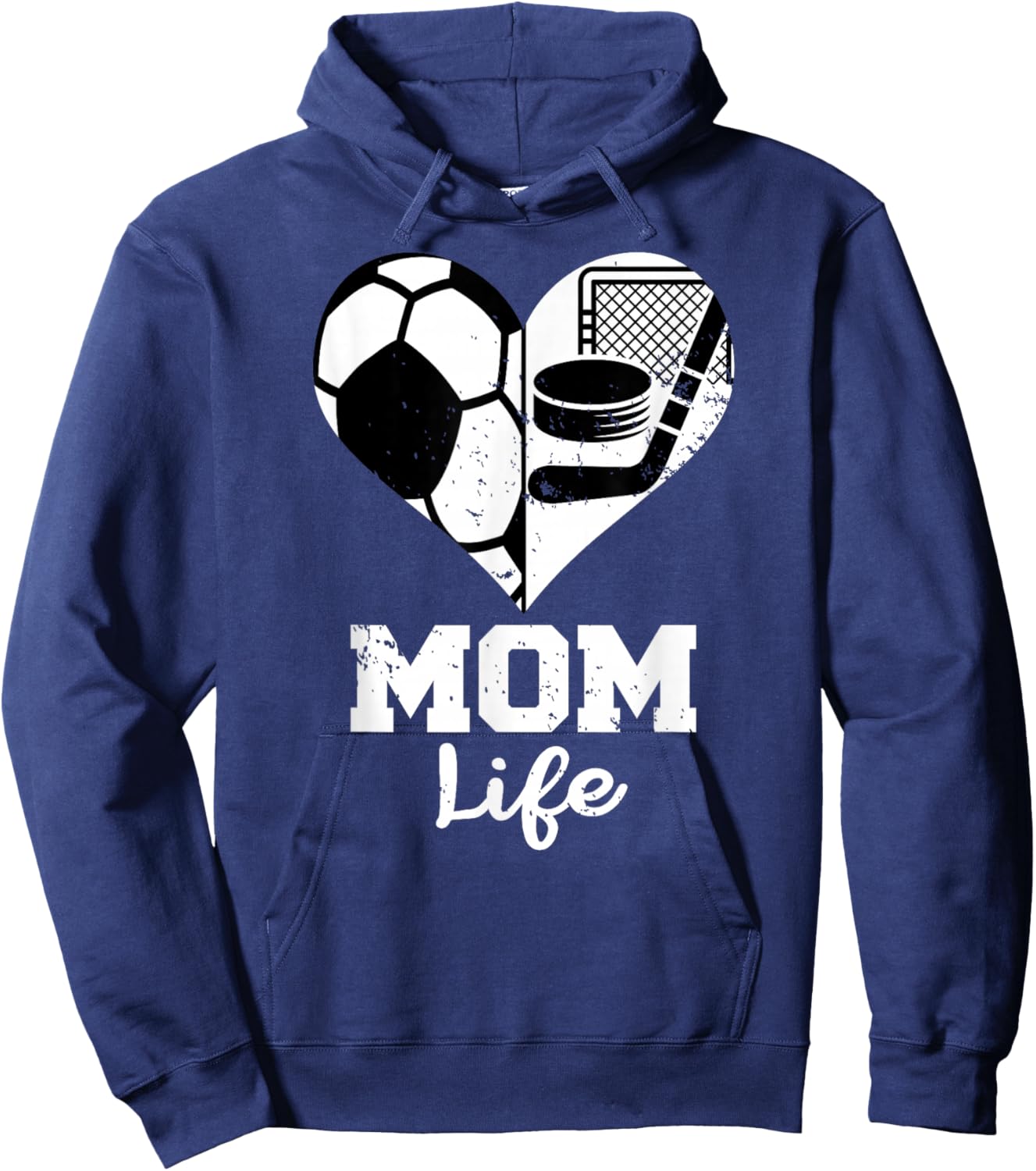 Mom Life Heart Funny Soccer Hockey Mom Hoodie - Hoodie | Navy