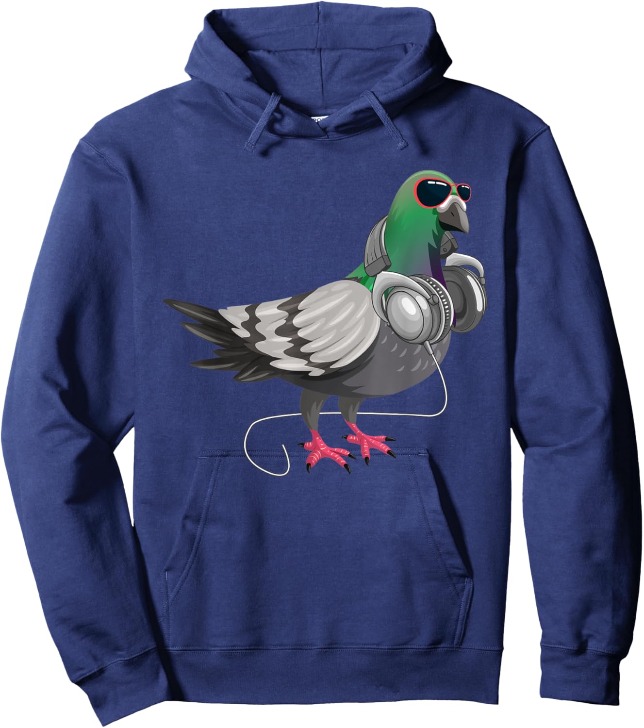 Funny Techno Pigeon Headphone Music Bird Hoodie - Hoodie | Navy