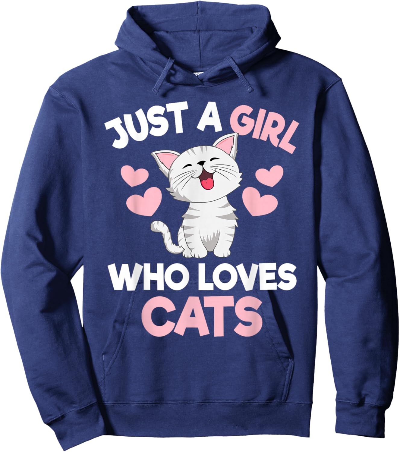 Just A Girl Who Loves Cats Cute Cat Lover Girls Kids Hoodie - Hoodie | Navy