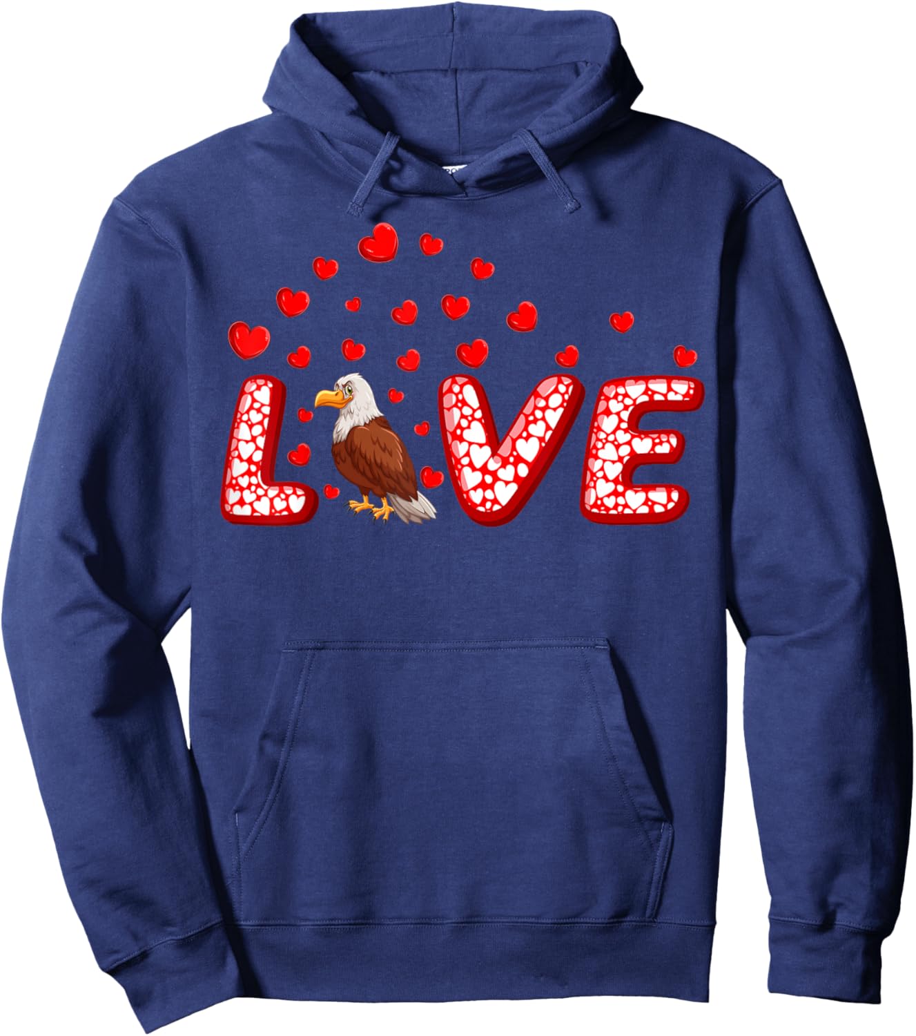 Eagle Bird Lover Funny Hearts Love Eagle Valentine's Day Hoodie - Hoodie | Navy