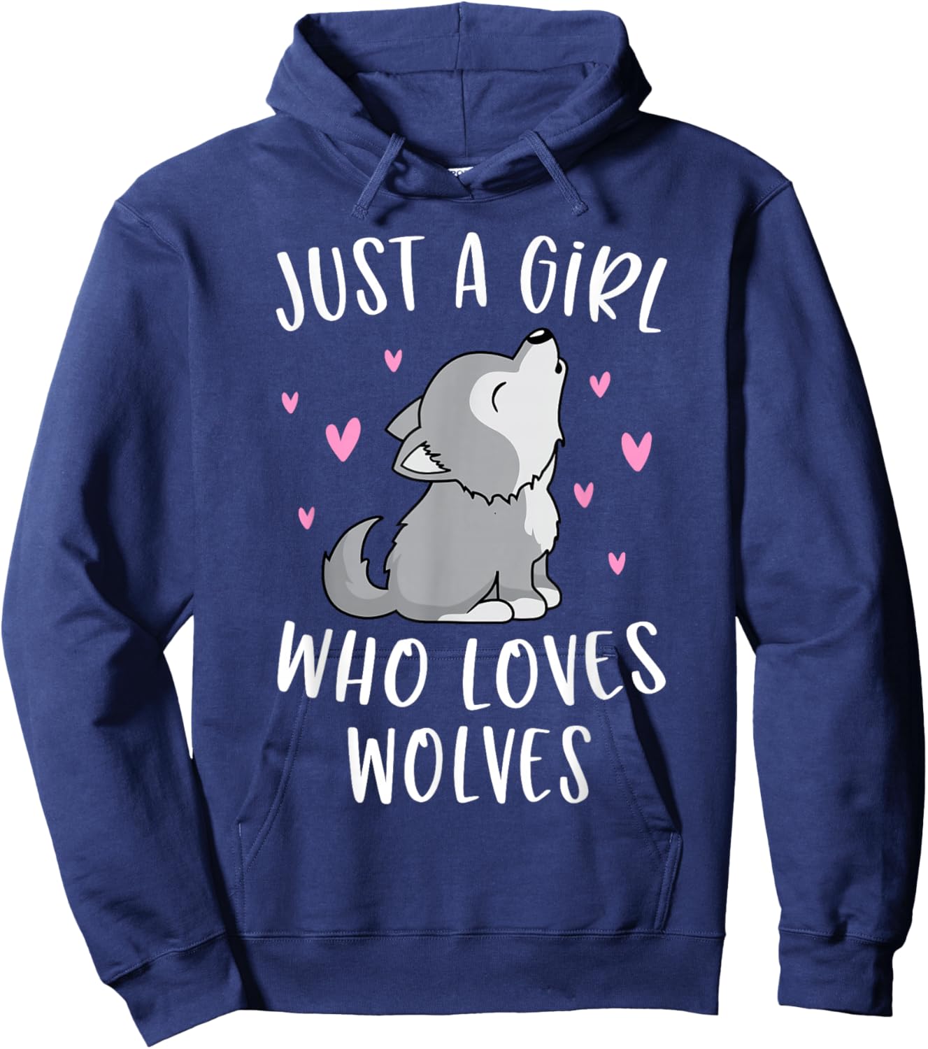 Cute Wolf Shirt For Girls Just A Girl Who Loves Wolves Hoodie - Hoodie | Navy