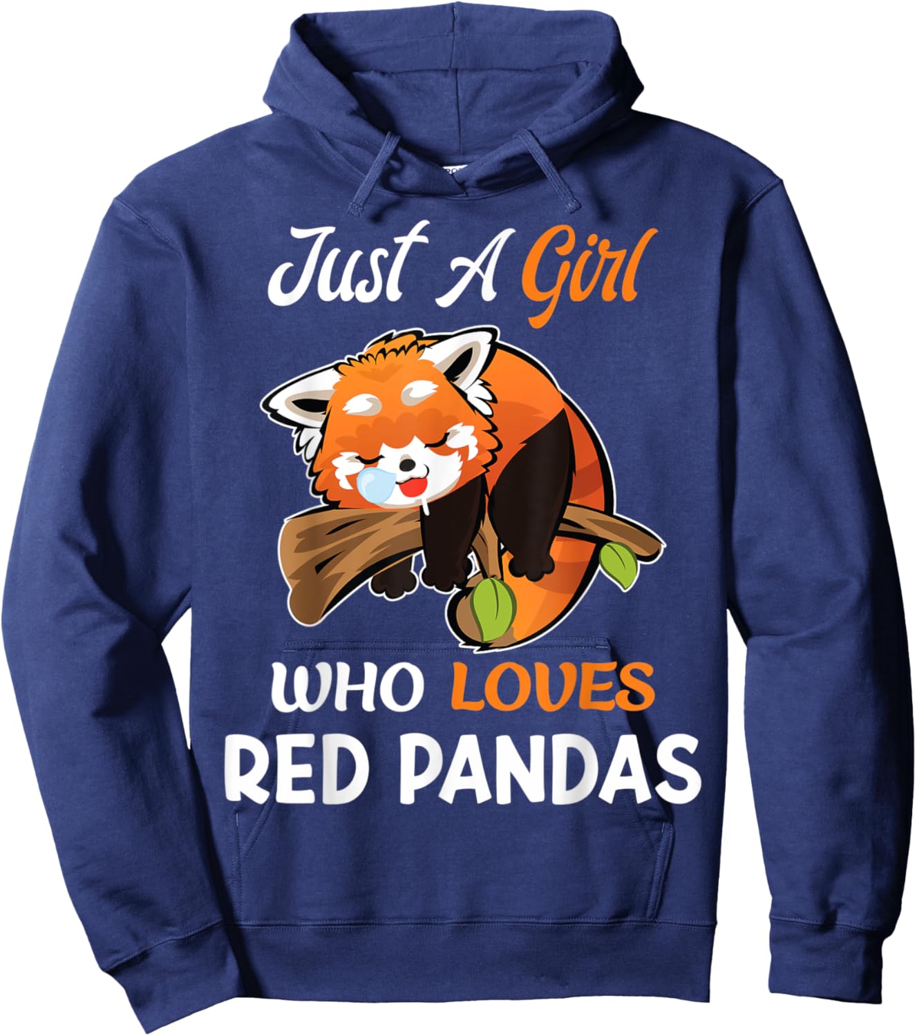 Just A Girl Who Loves Red Pandas Funny Red Panda Sleeping Hoodie - Hoodie | Navy