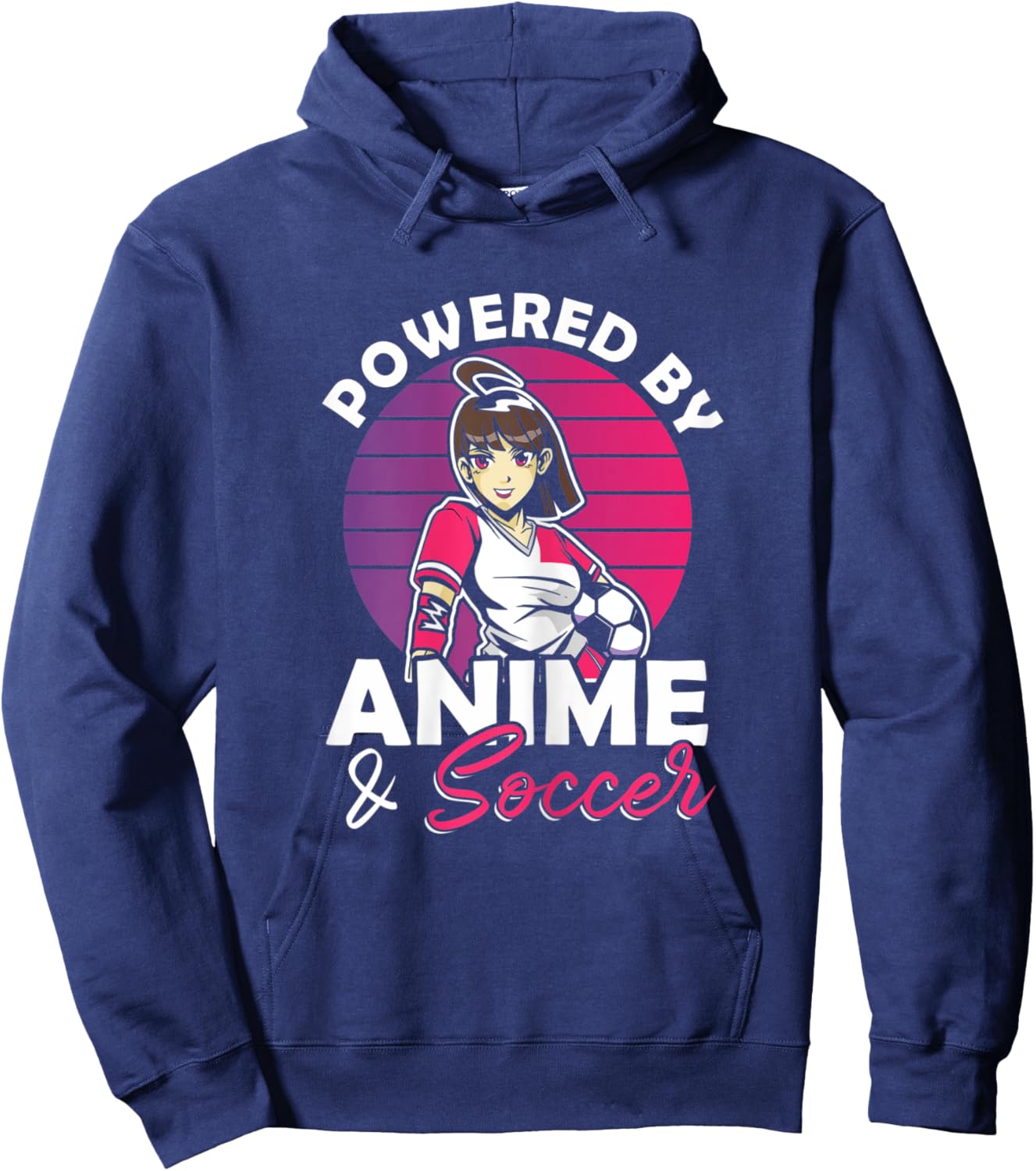 Powered by Anime & Soccer Anime Girl Hoodie - Hoodie | Navy