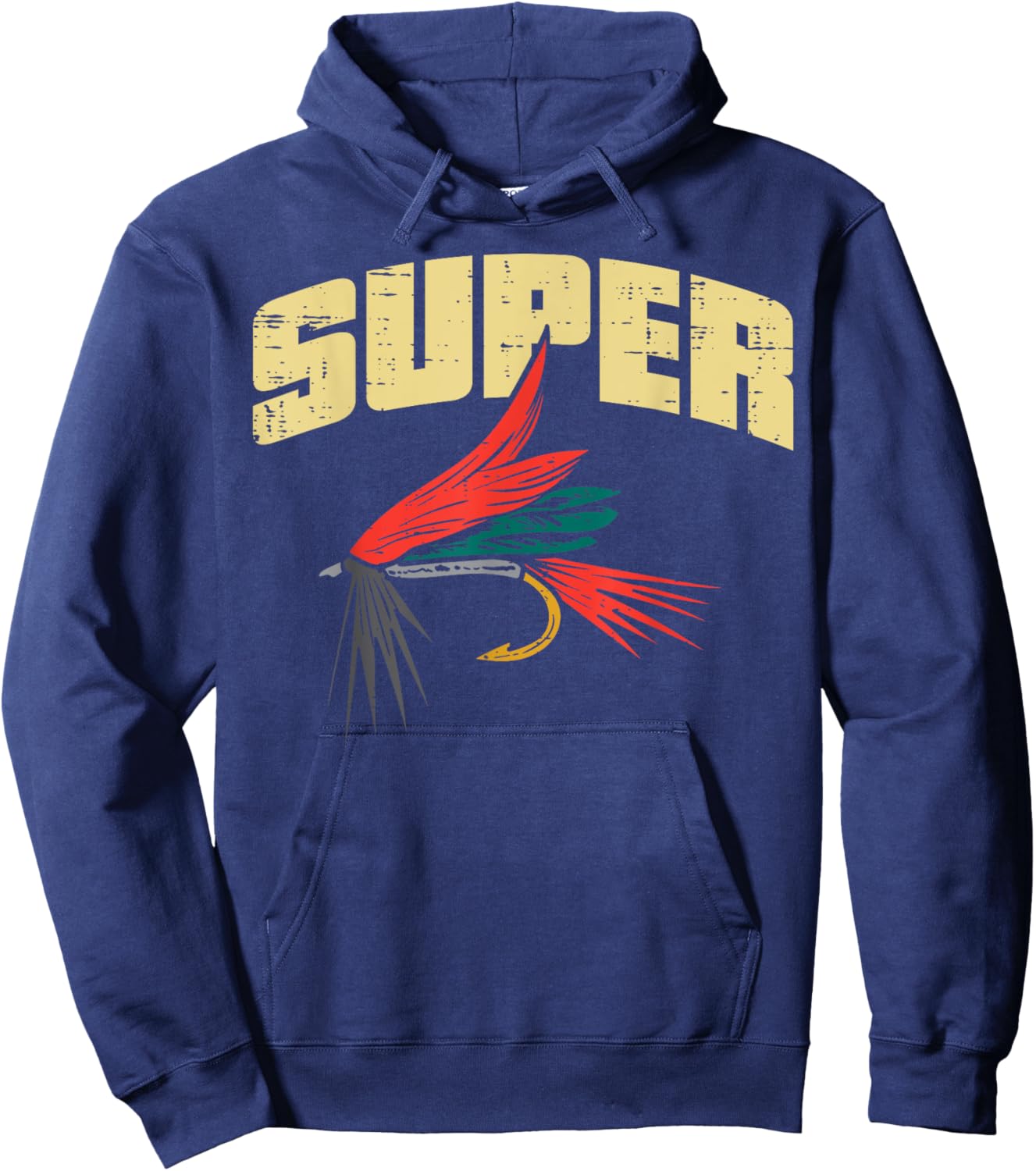 Super Fly Fishing Cool Fish Angler Fisher Fisherman Men Dad Hoodie - Hoodie | Navy