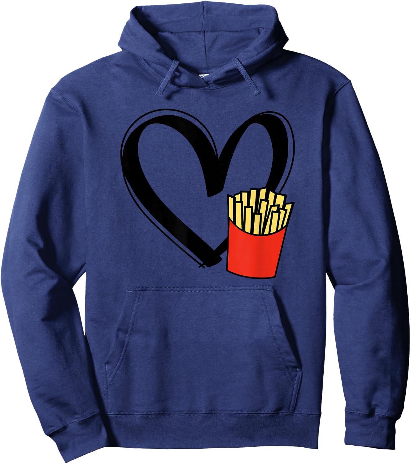 Threadrock French Fry Lover Heart , -Family, Grey, Small, Short Sleeve, Classic Fit Hoodie - Hoodie | Navy