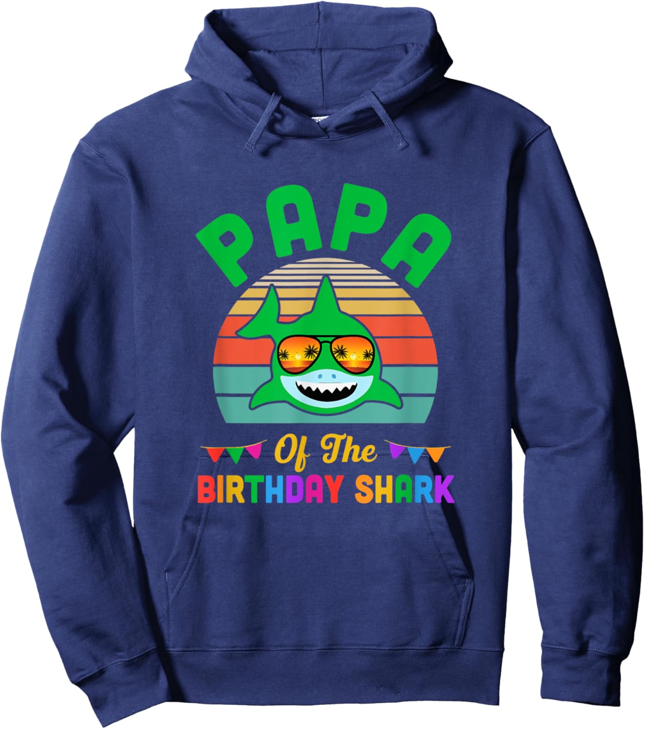 Papa Of The Shark Birthday Papa Matching Family Hoodie - Hoodie | Navy
