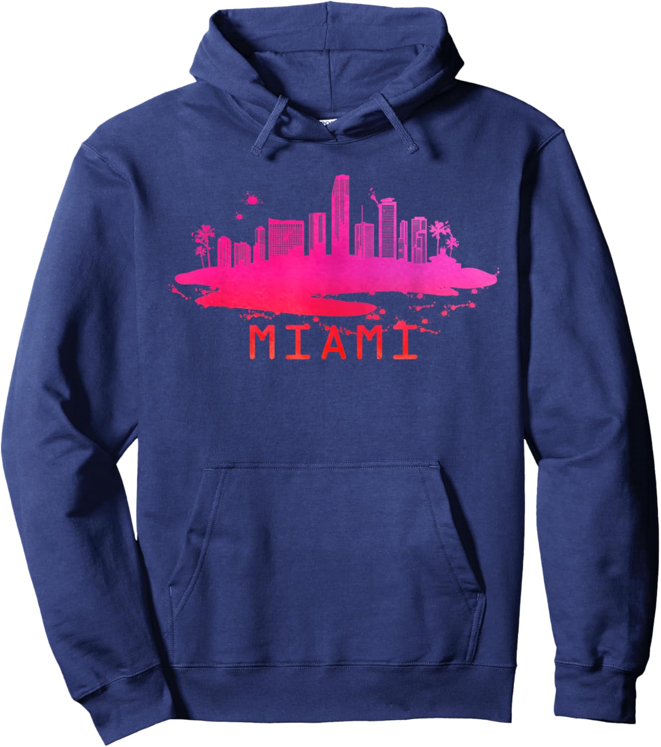 Modern Miami Cityscape Souvenir - Miami Skyline Hoodie - Hoodie | Navy