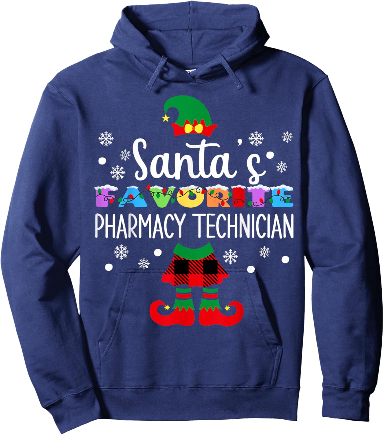 Santa's Fav Pharmacy Technician Christmas Elf Women Hoodie - Hoodie | Navy