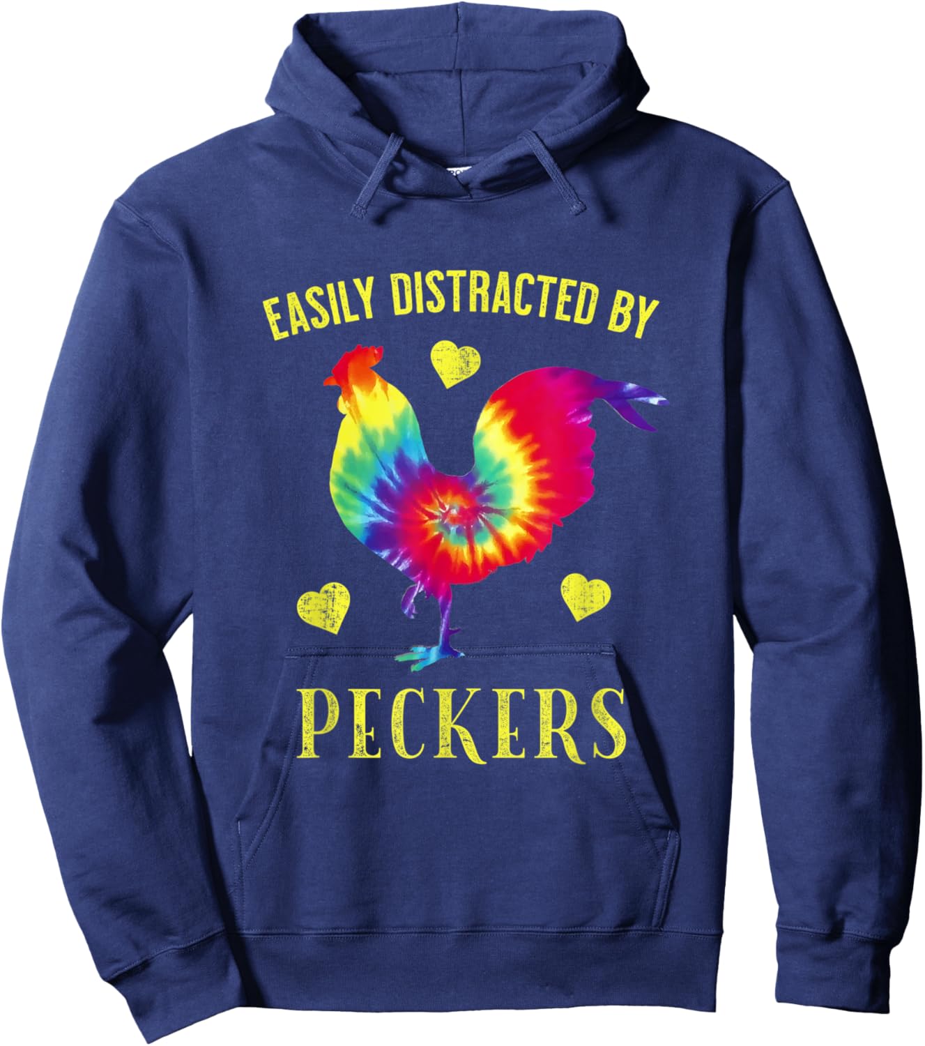 Funny Easily Distracted By Peckers For Chicken Lovers Hoodie - Hoodie | Navy