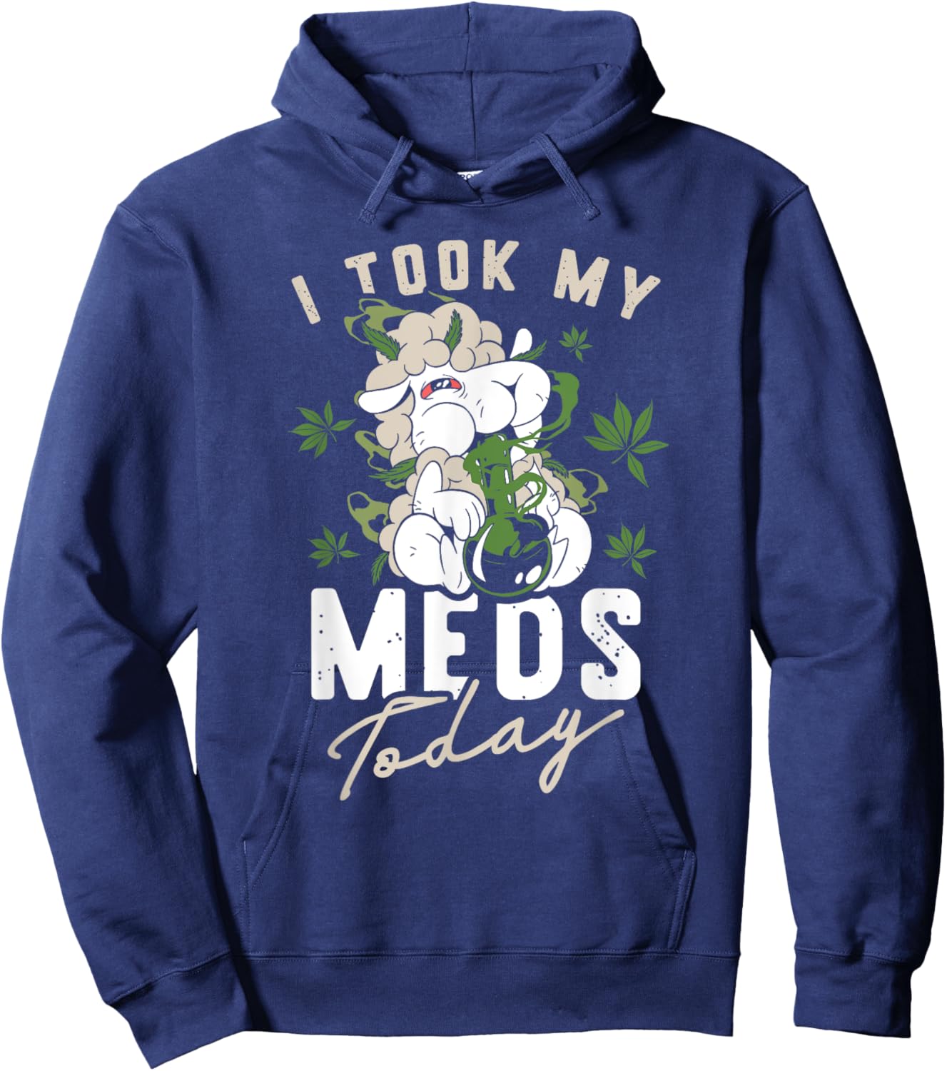 Cannabis I Marijuana Medication Weed Sheep Stoned Animal Hoodie - Hoodie | Navy
