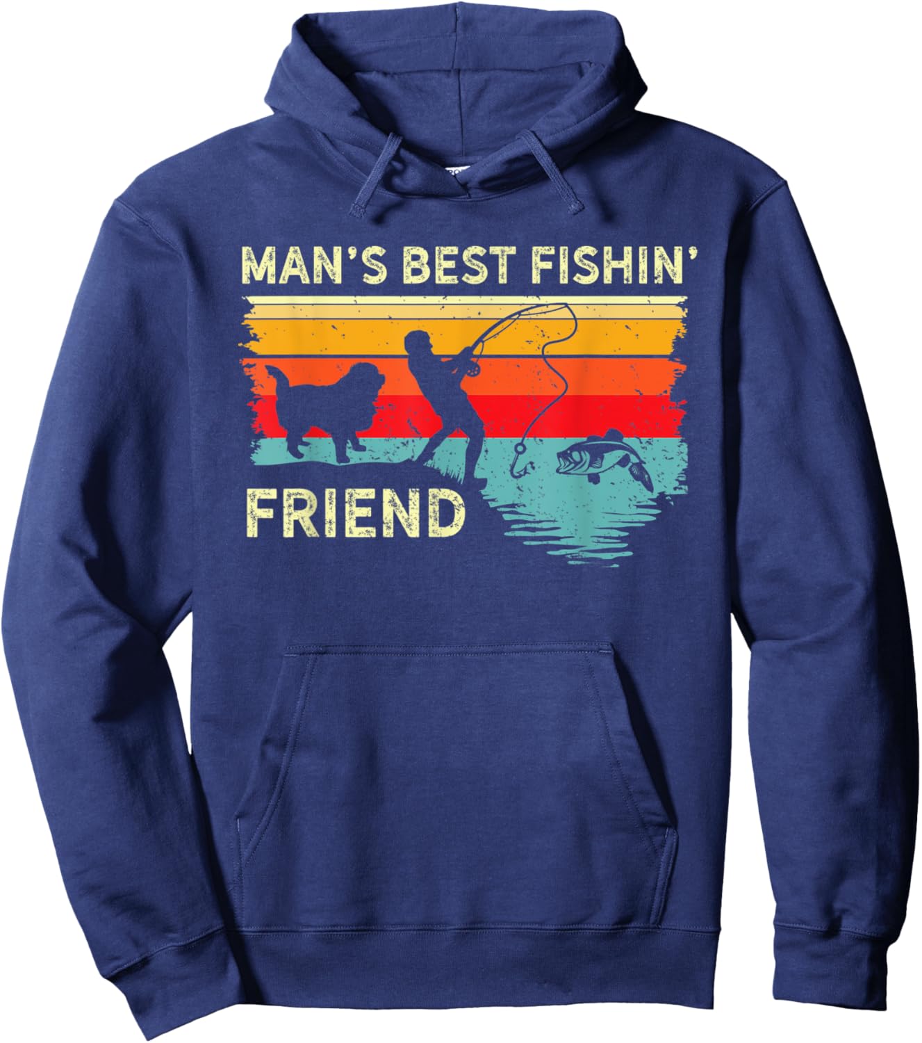 Bernese Mountain Dog Fishing Buddy Dog Best Friend Fisherman Hoodie - Hoodie | Navy