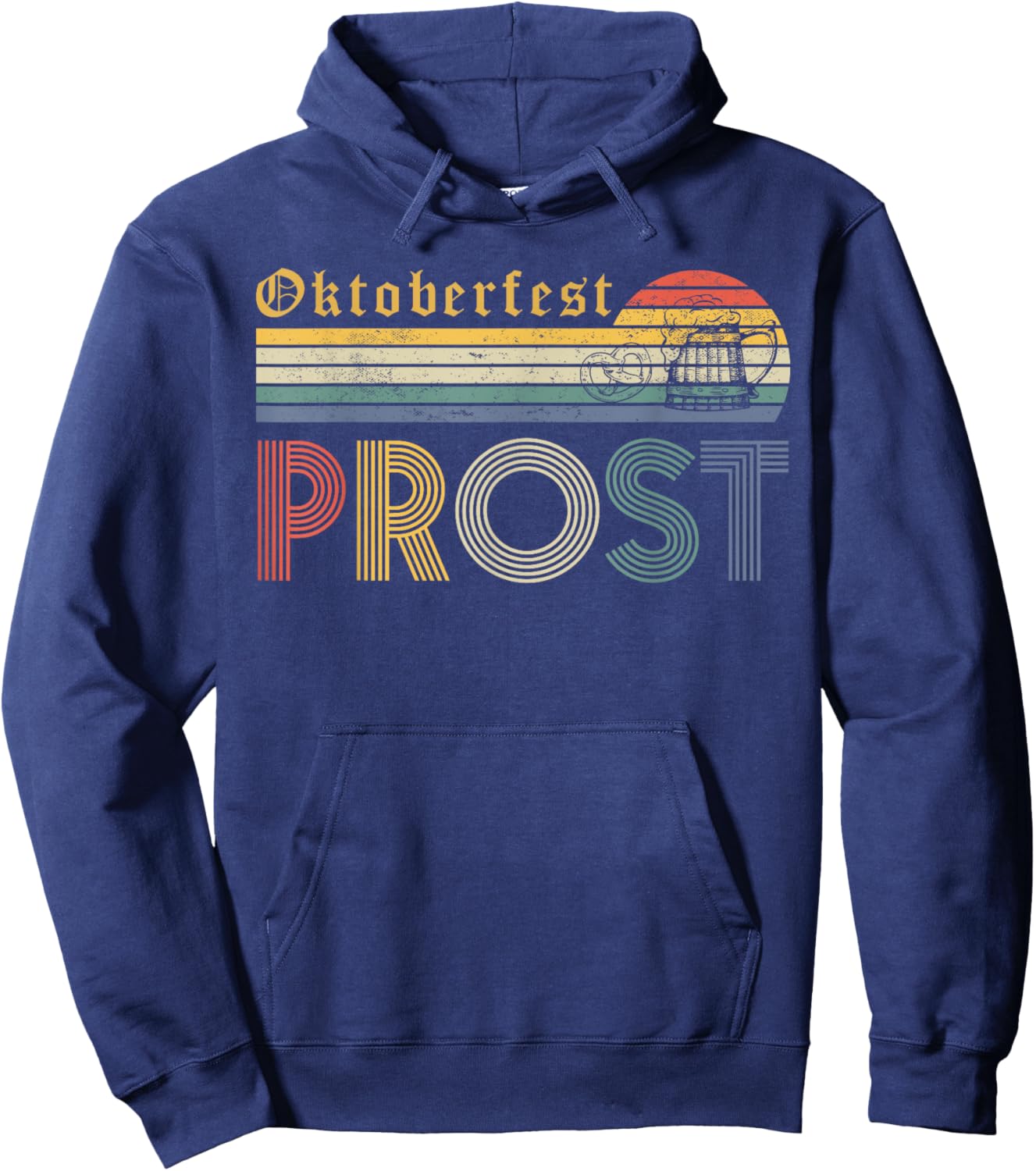 Oktoberfest Prost German Y'all Drinking Beer Germany Vintage Hoodie - Hoodie | Navy