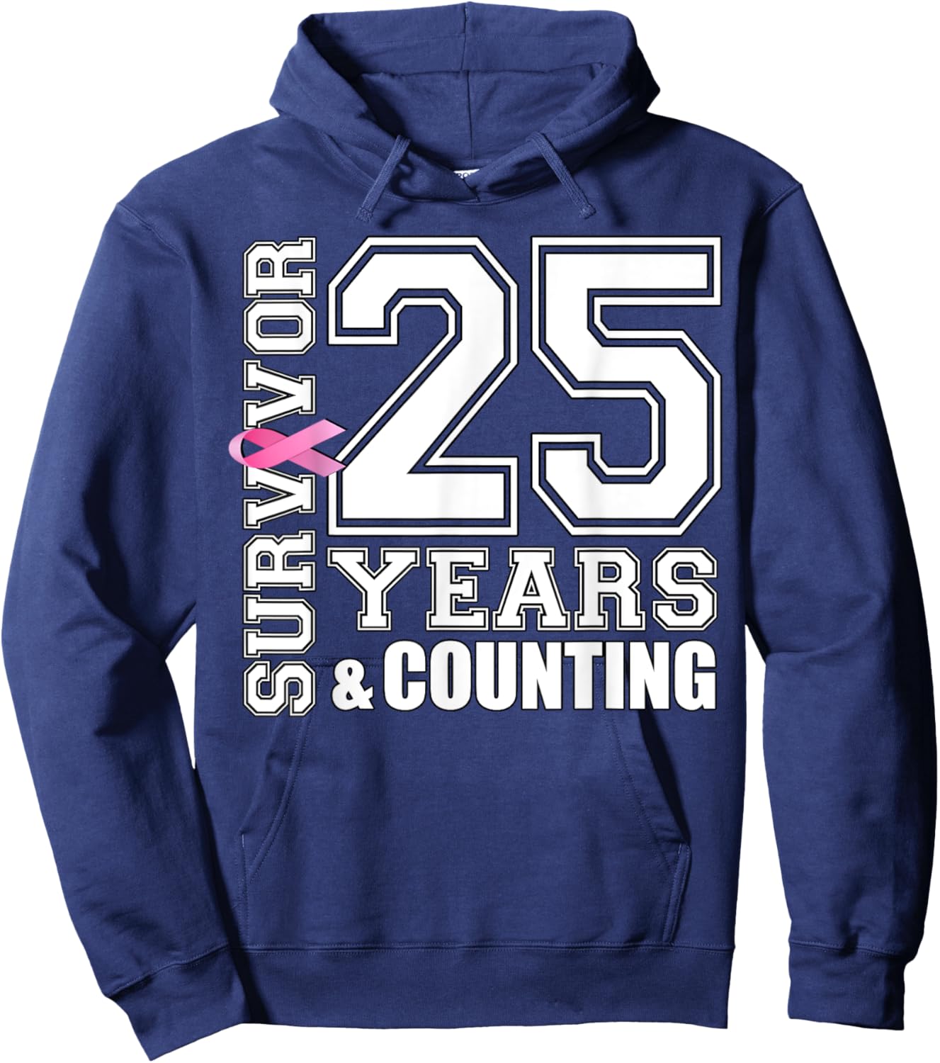 25 Years Breast Cancer Survivor Pink Ribbon Gifts Hoodie - Hoodie | Navy