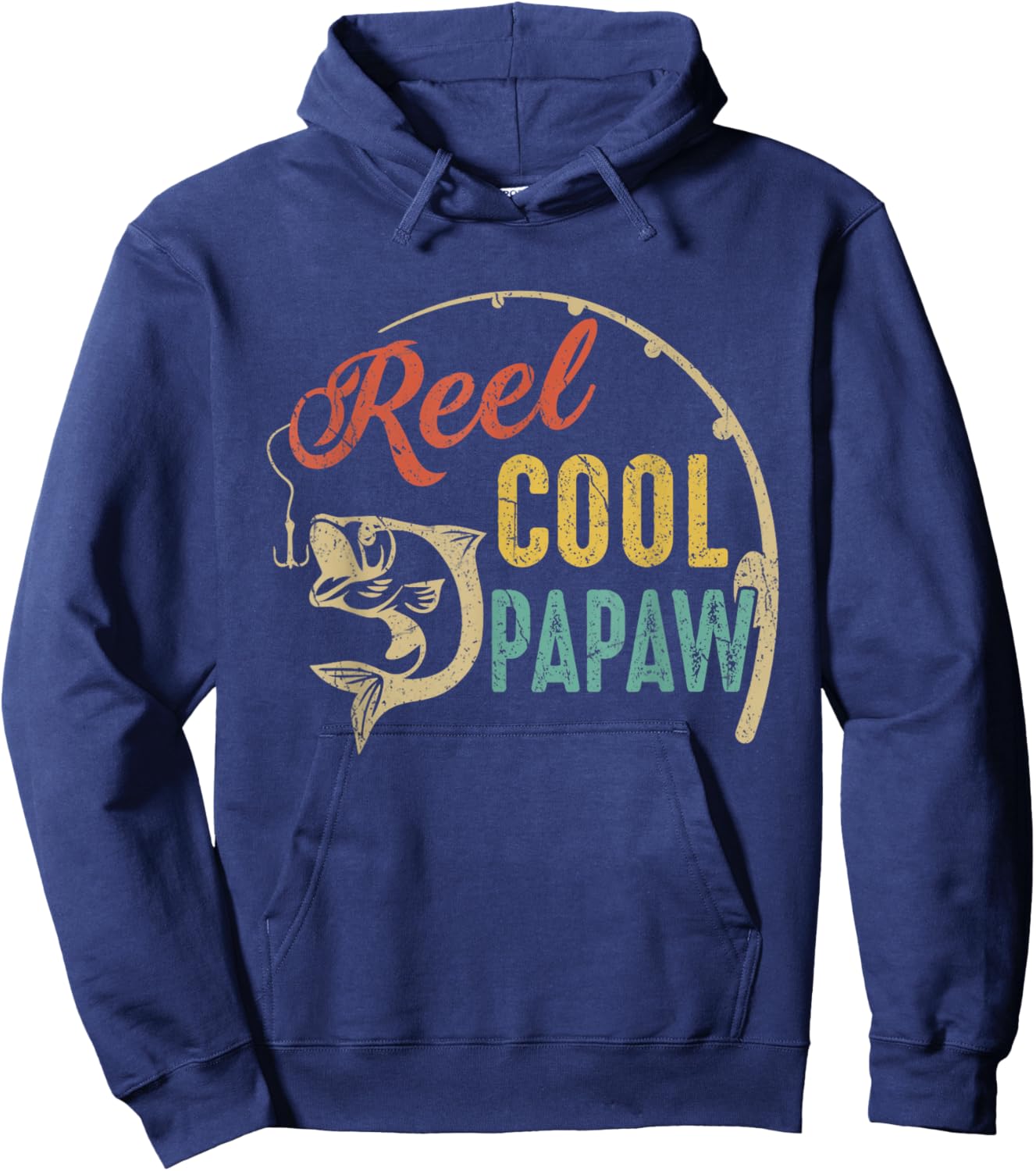 Funny Fathers Day Vintage Fishing Reel Cool Papaw Hoodie - Hoodie | Navy