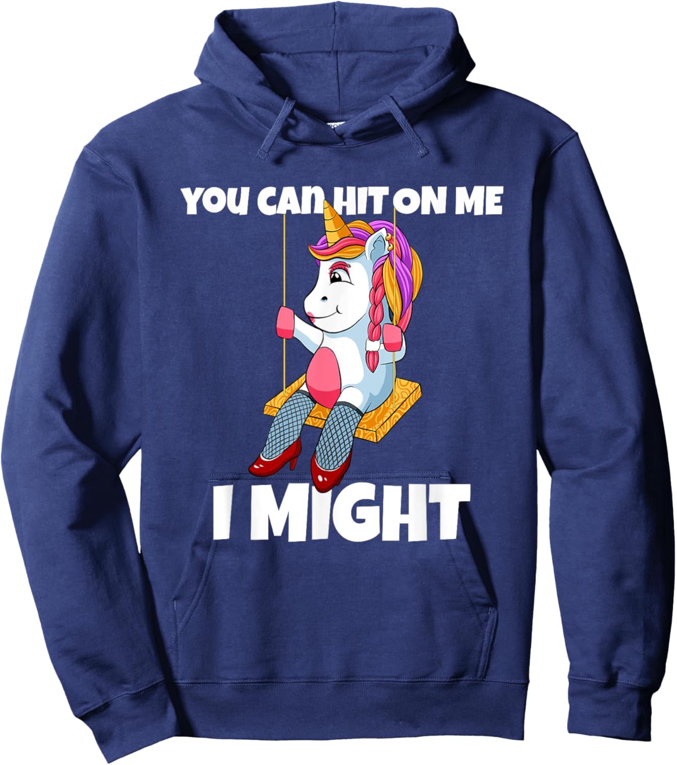 Hit On Me I Might Unicorn Swinger Upside Down Pineapple Hoodie - Hoodie | Navy