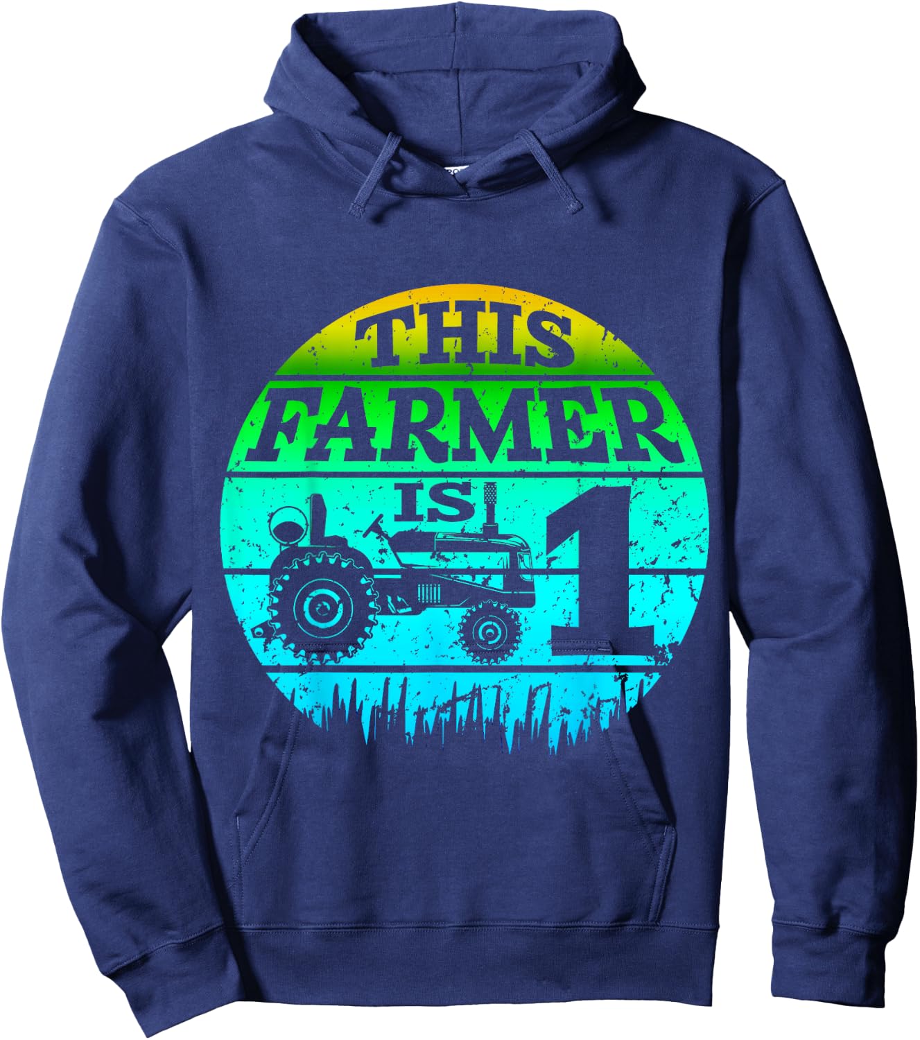 1st Birthday Farmer 1 Year Old Farm Truck Tractor Party Hoodie - Hoodie | Navy