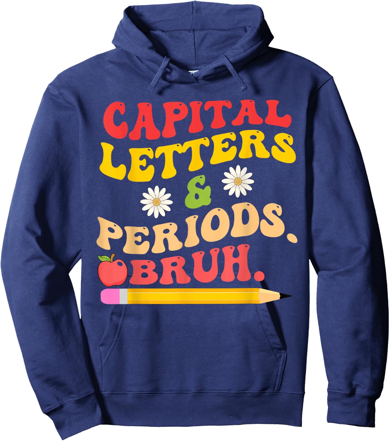 Funny Capital Letters & Periods Bruh Hoodie - Hoodie | Navy