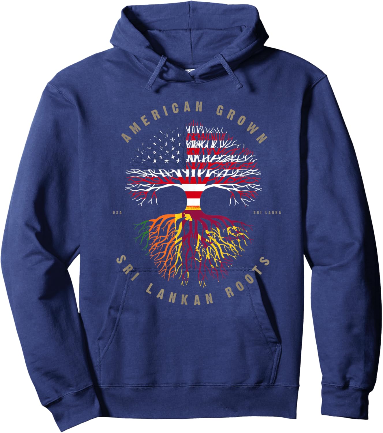 American Grown Sri Lankan Roots Sri Lanka Flag Hoodie - Hoodie | Navy