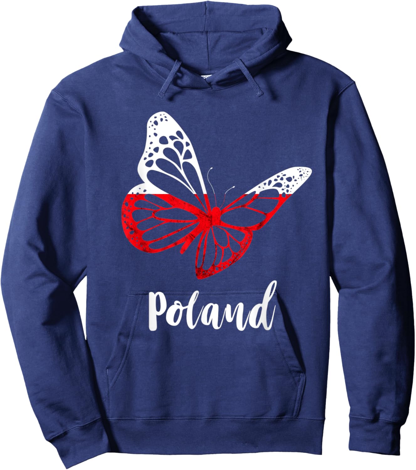 Poland Flag Butterfly Wing Polish Roots Polish Pride Poland Hoodie - Hoodie | Navy
