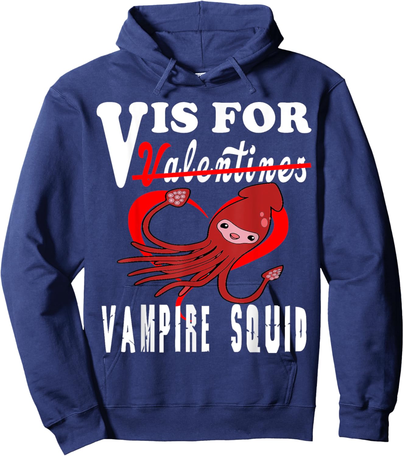 V is for Vampire Squid Valentine's Day 2022 Hoodie - Hoodie | Navy