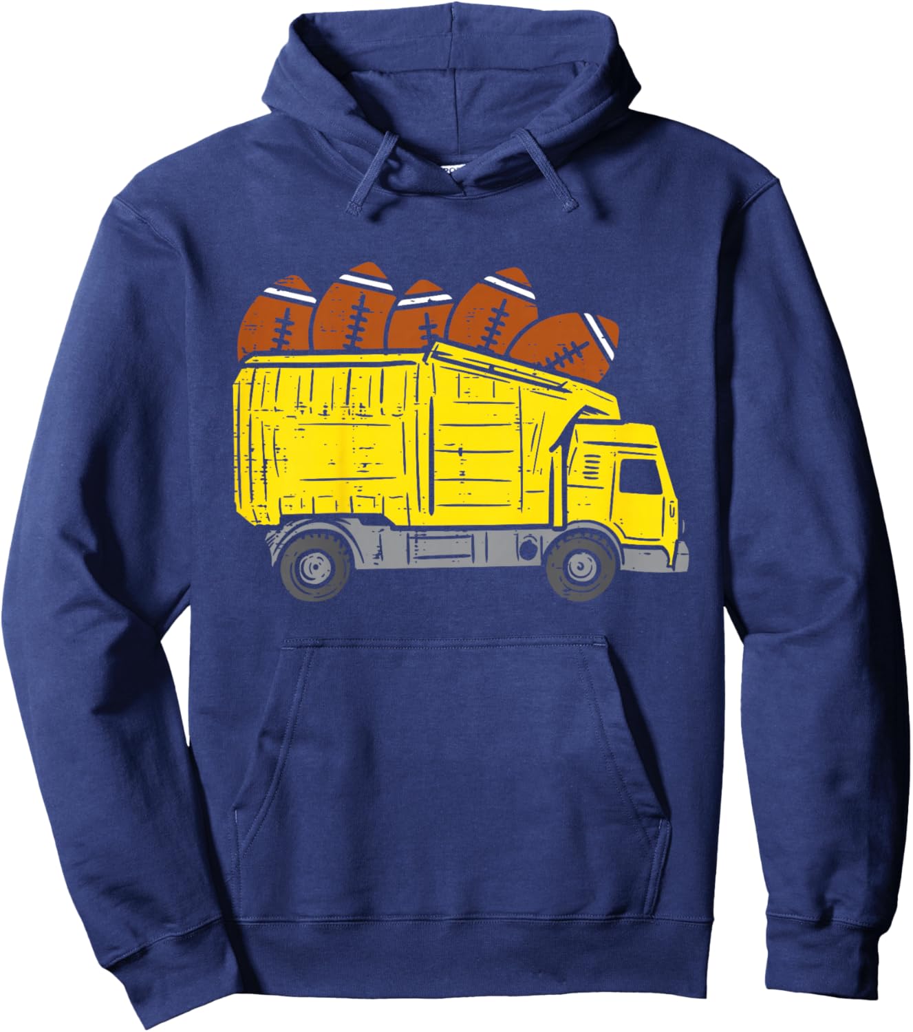 Kids American Football Dump Truck Cute Sports Boys Kids Toddlers Hoodie - Hoodie | Navy