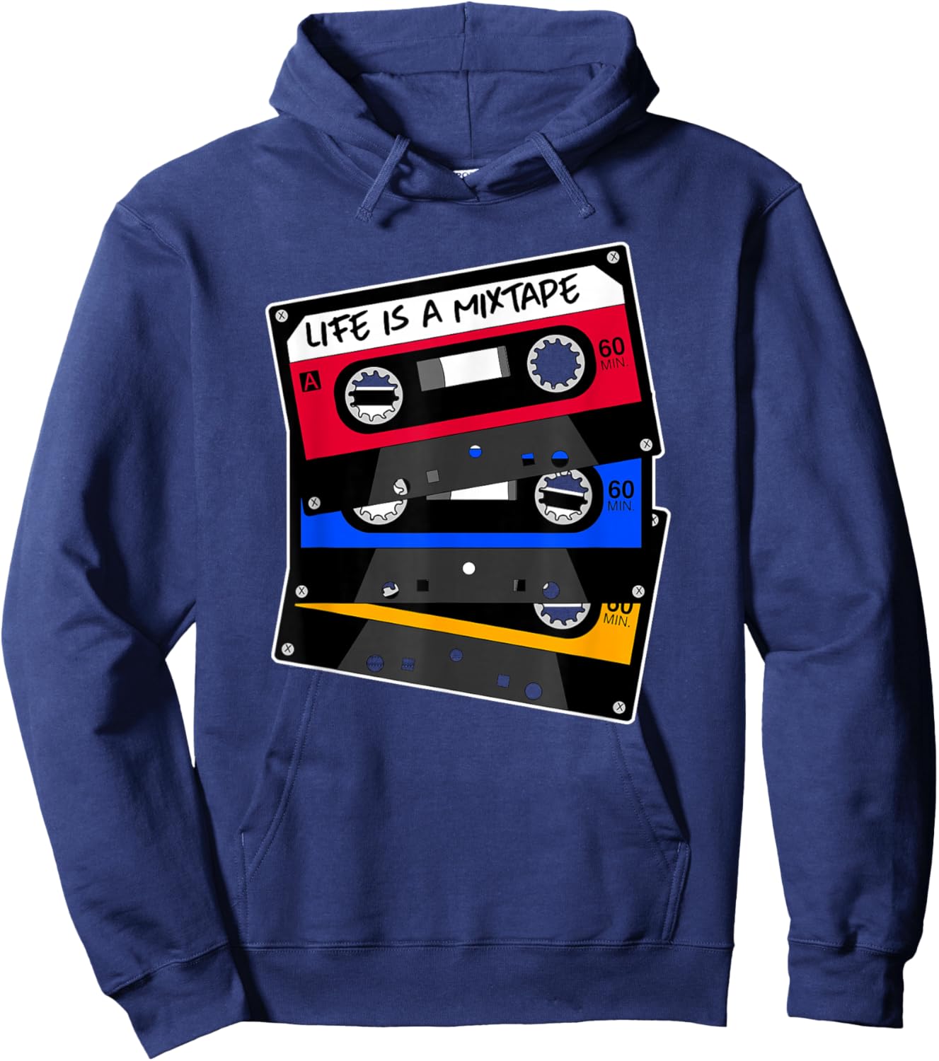 Life is a Mixtape Old School Cassette Tape Hoodie - Hoodie | Navy
