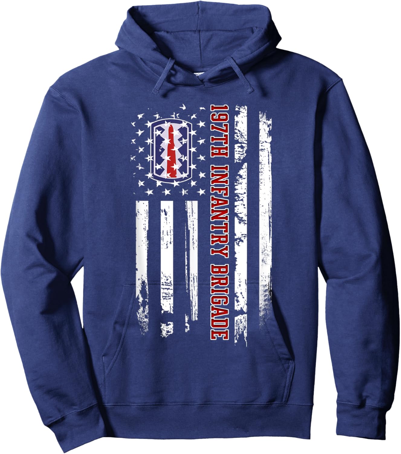 197th Infantry Brigade Veteran USA Flag Veterans Day Xmas Women Men Hoodie - Hoodie | Navy