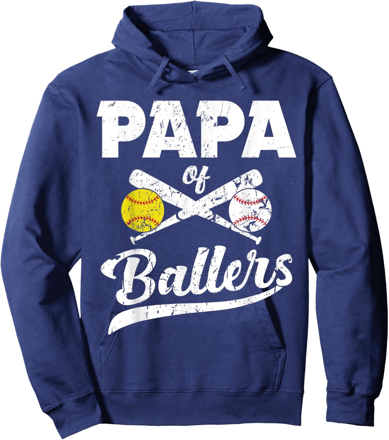 Papa of Ballers Papa of Baseball And Softball Player For Dad Hoodie - Hoodie | Navy