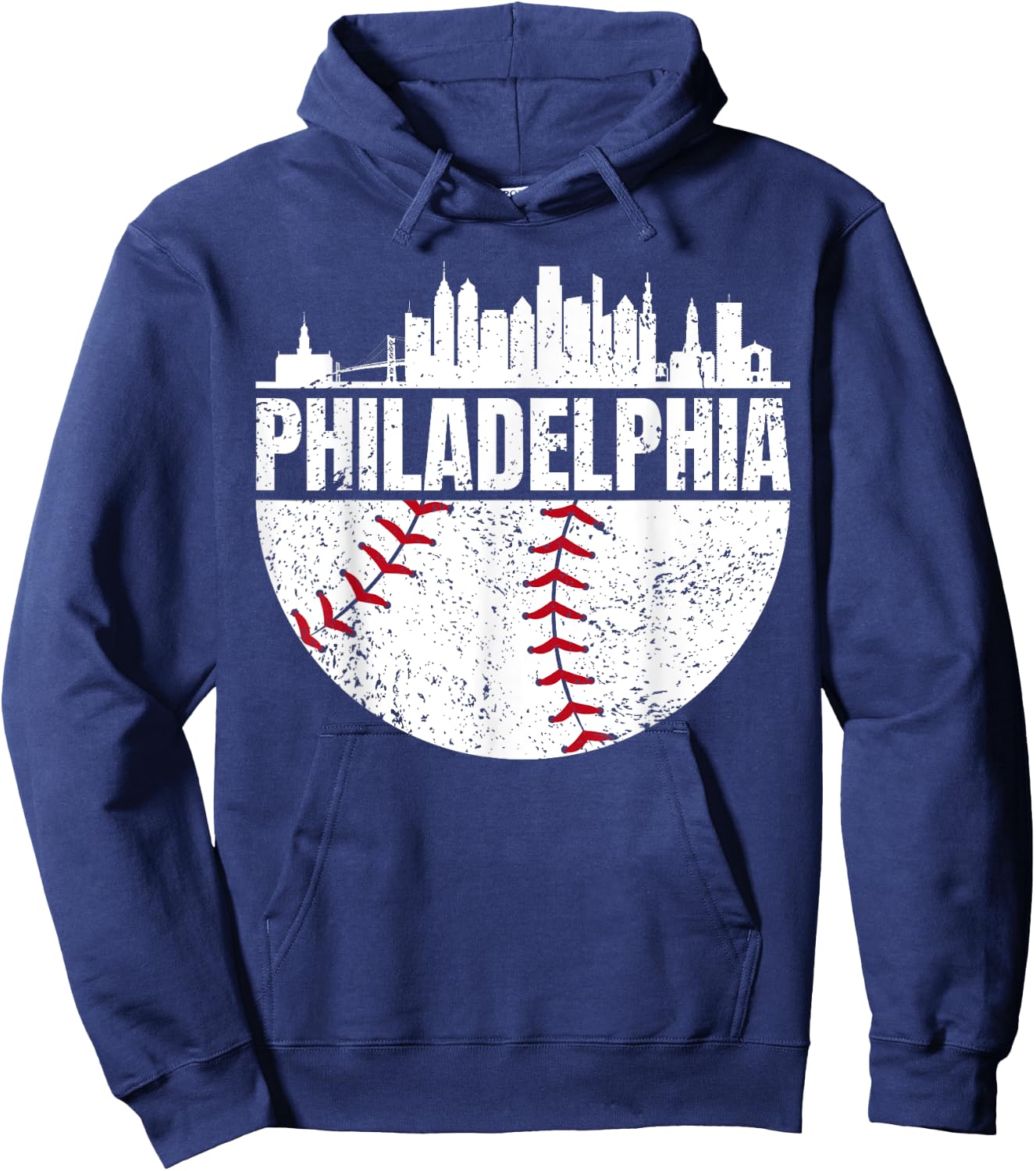 Vintage Philadelphia Skyline Baseball Retro Cityscap Hoodie - Hoodie | Navy