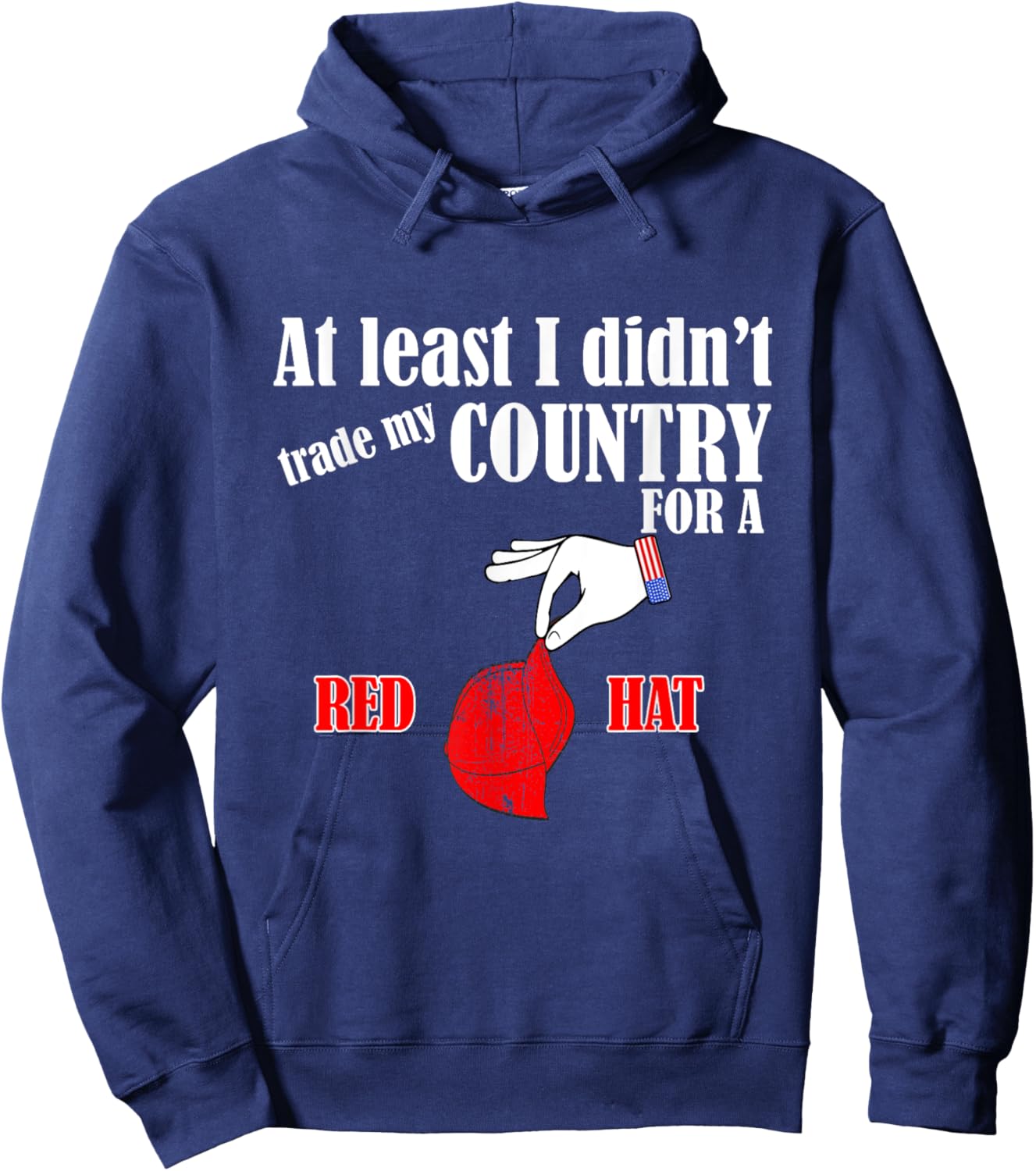 Funny Pro-America Anti-Trump American USA Flag Democracy Men Hoodie - Hoodie | Navy