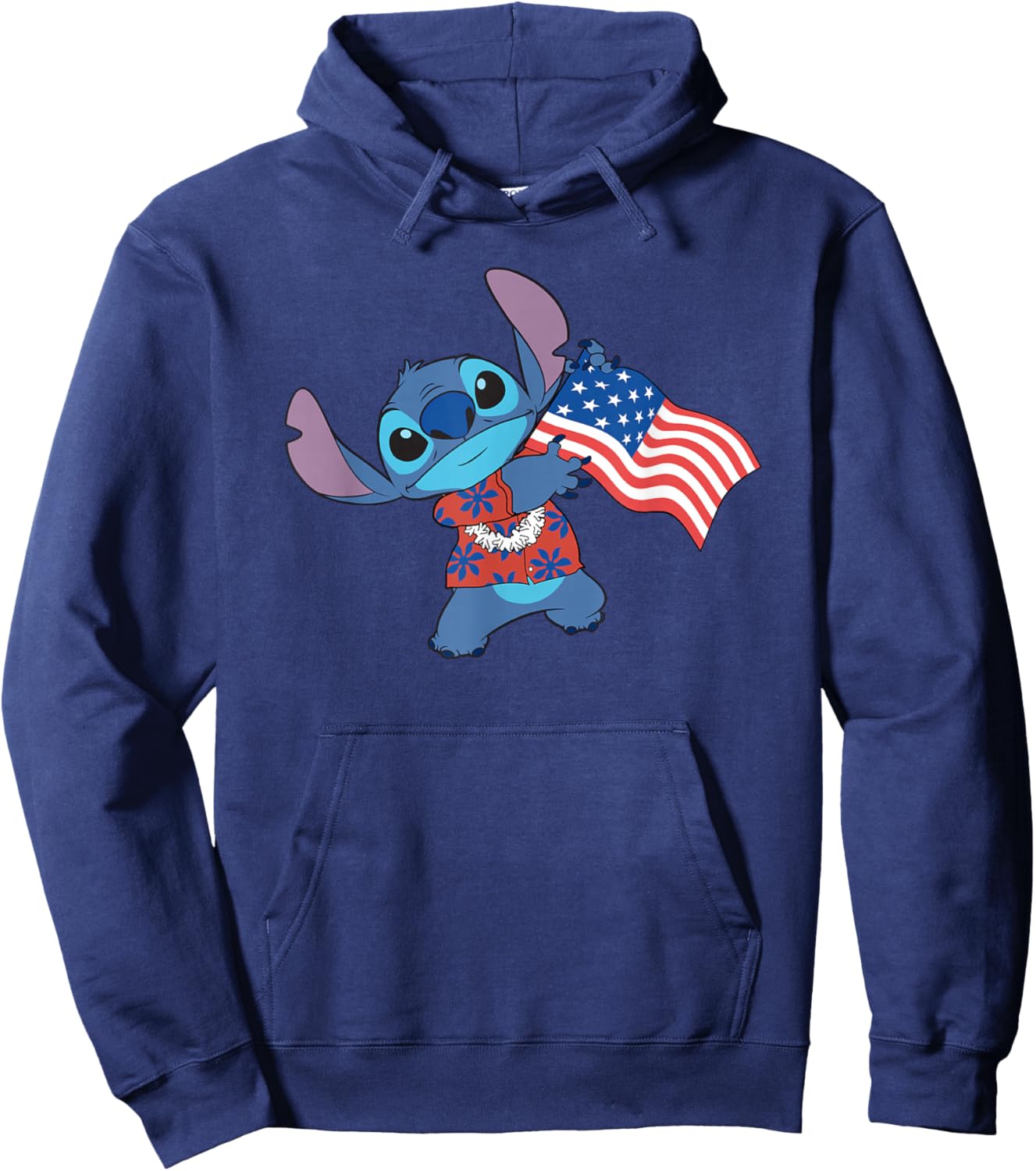 Disney Lilo & Stitch Tropical Stitch American Flag Hoodie - Hoodie | Navy