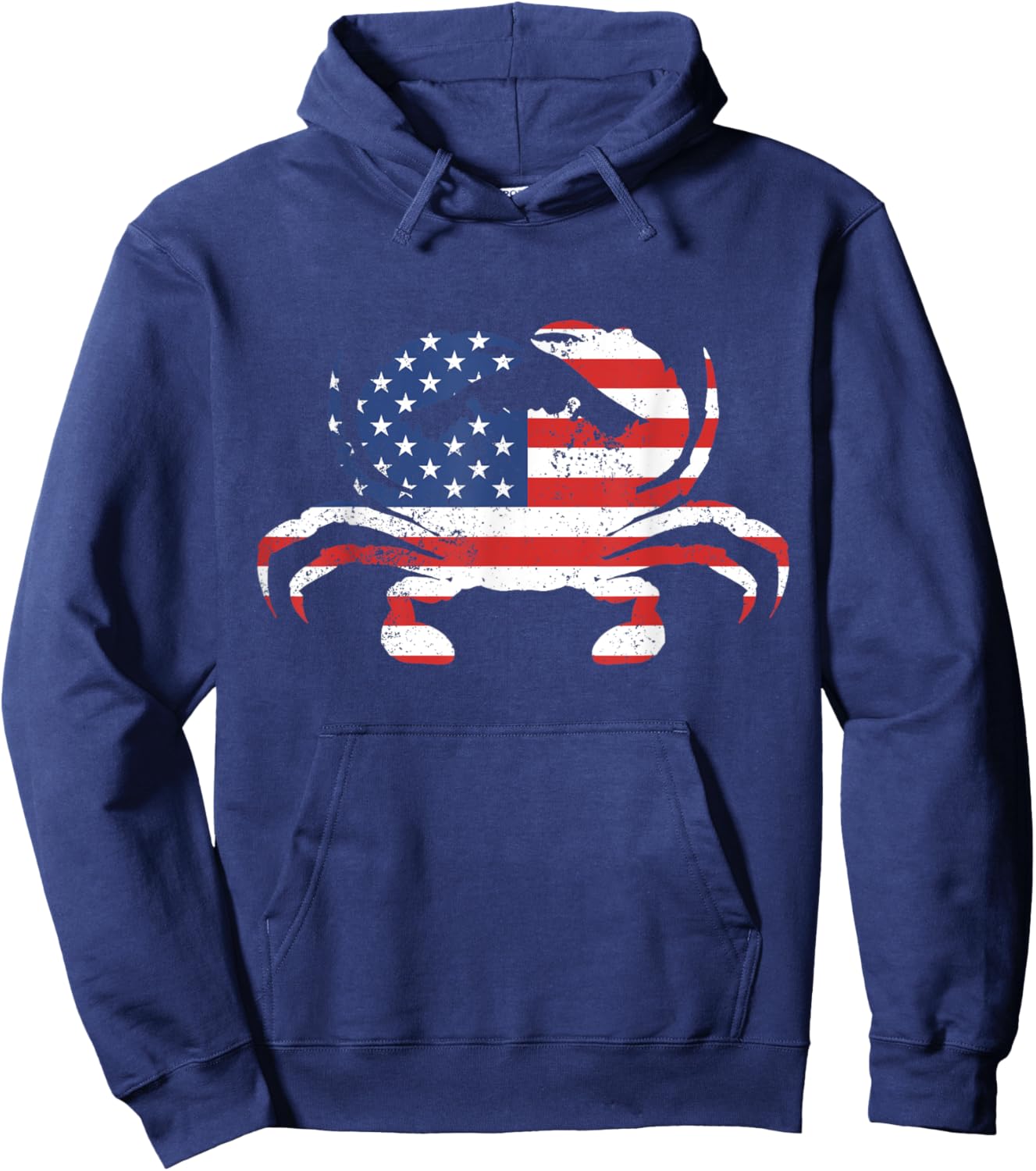 American Flag Crab Blue Crab Seafood USA Crab Meat Lover Hoodie - Hoodie | Navy