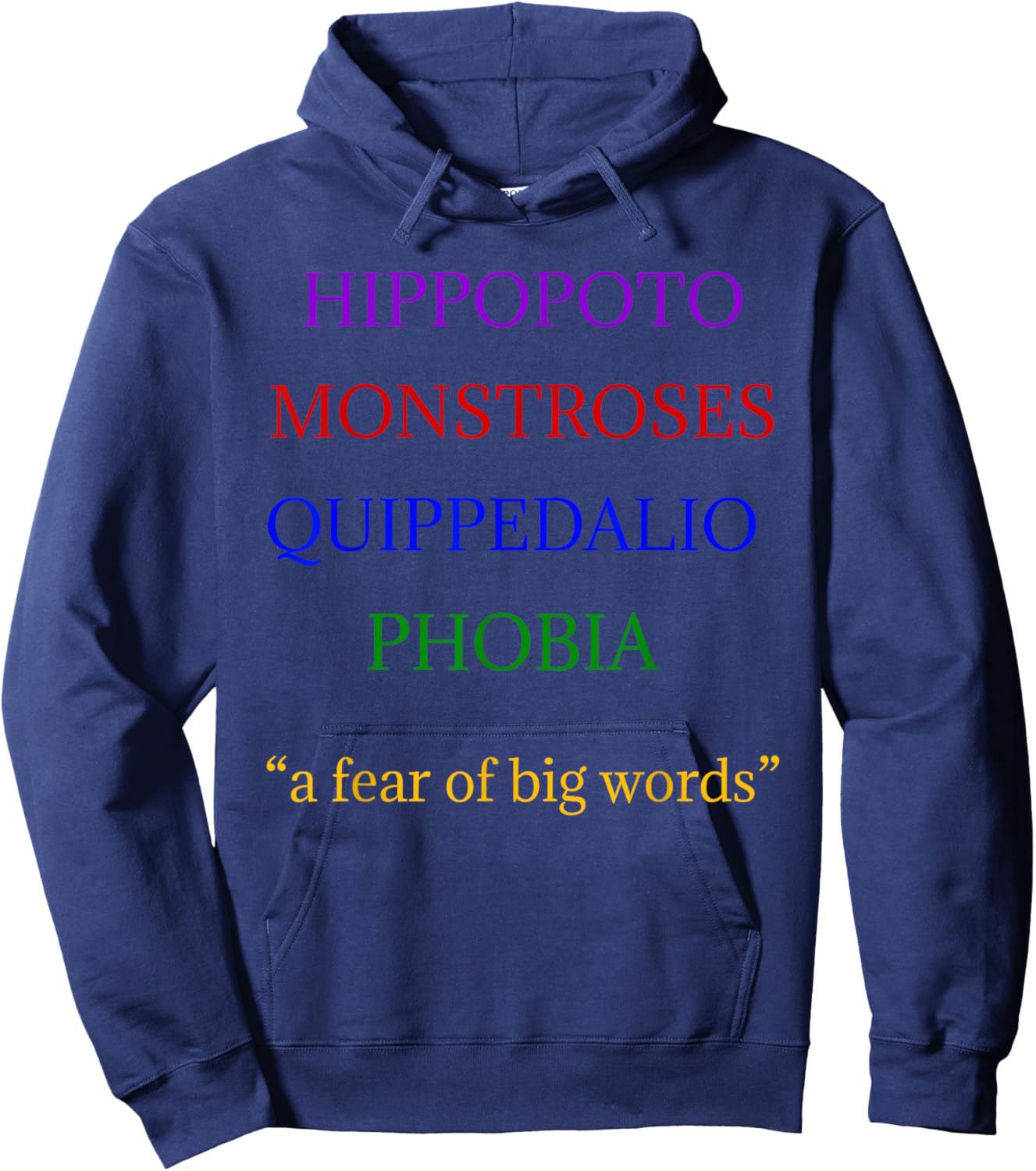 Hippopotomonstrosesquippedaliophobia Big Words for Kids Hoodie - Hoodie | Navy