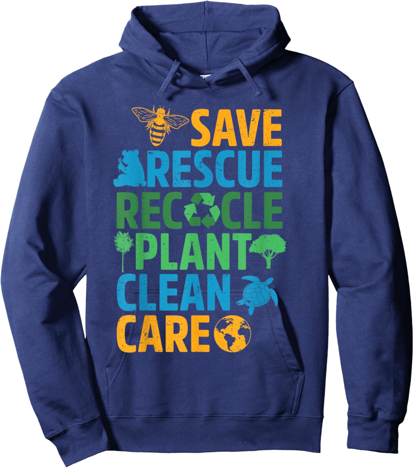 Save Bees Rescue Animals Recycle Plastict Earth Day men kids Hoodie - Hoodie | Navy