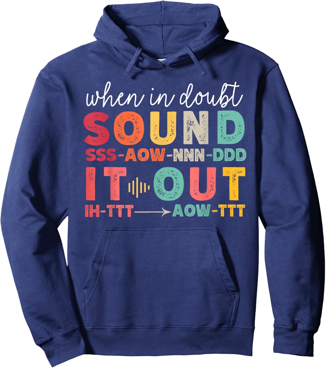 Phonemic Awareness Phonics Teacher Retro Science of Reading Hoodie - Hoodie | Navy