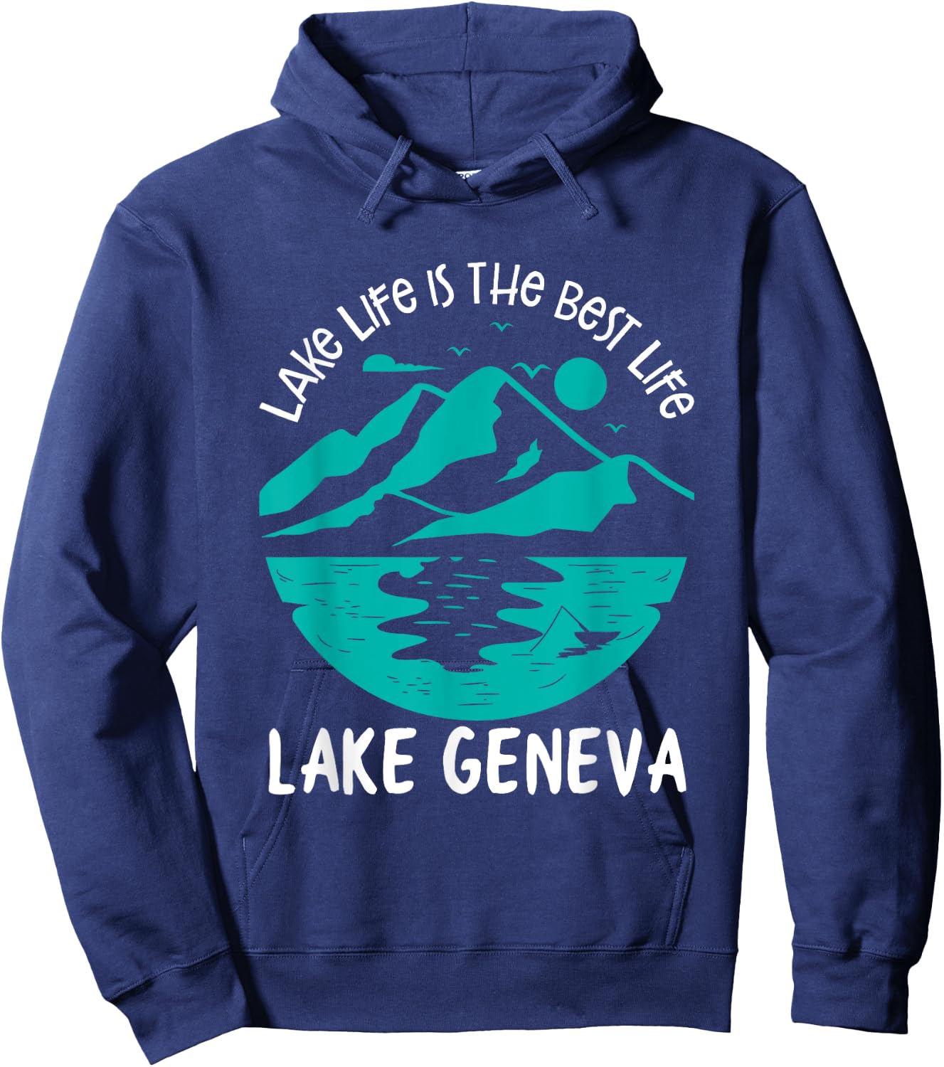 I I Rather Be Fishing at Lake Geneva Fisherman Wisconsin Hoodie - Hoodie | Navy