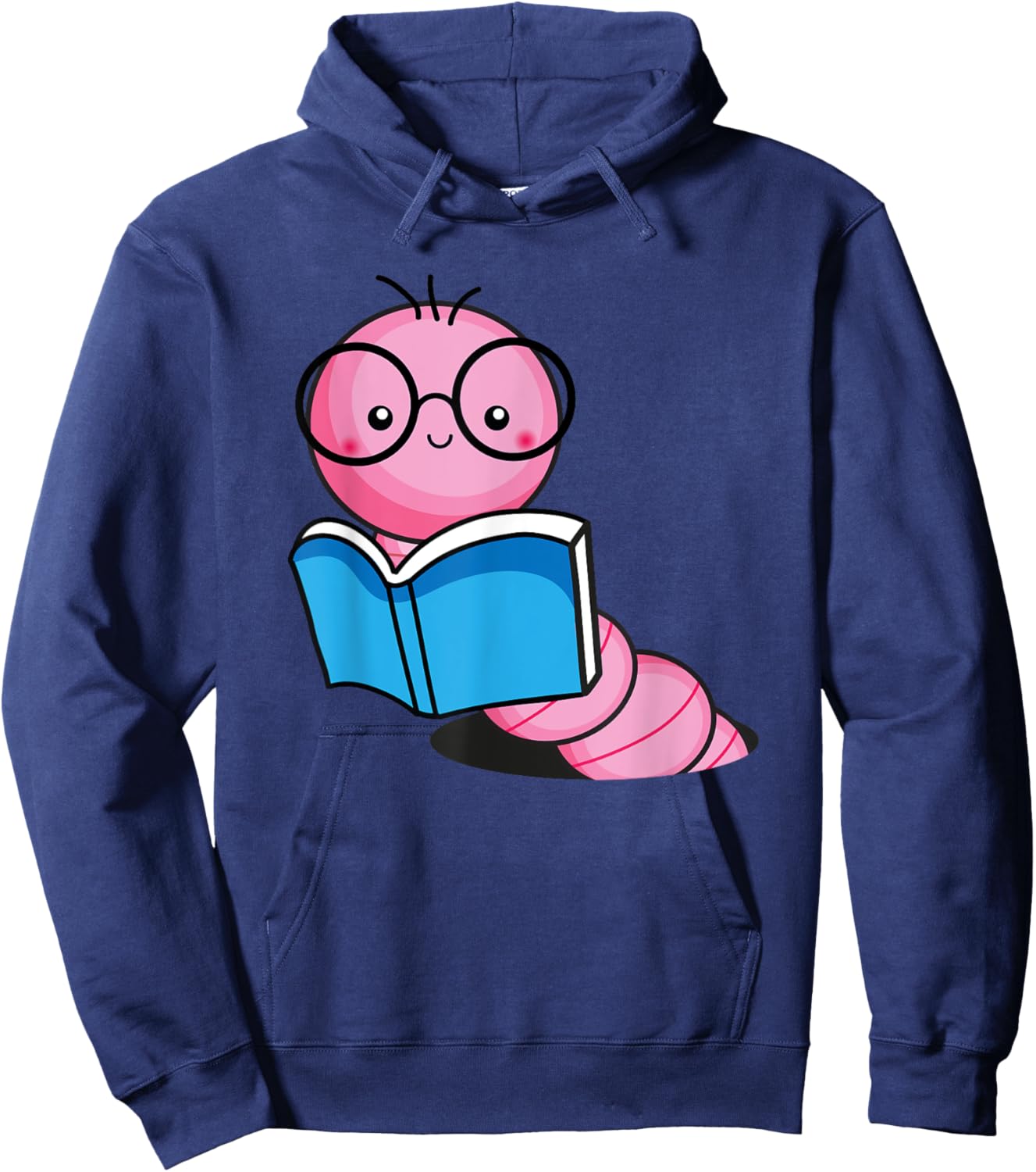Book Worm Costume World Book Day Cute Kawaii Worm Reading Hoodie - Hoodie | Navy