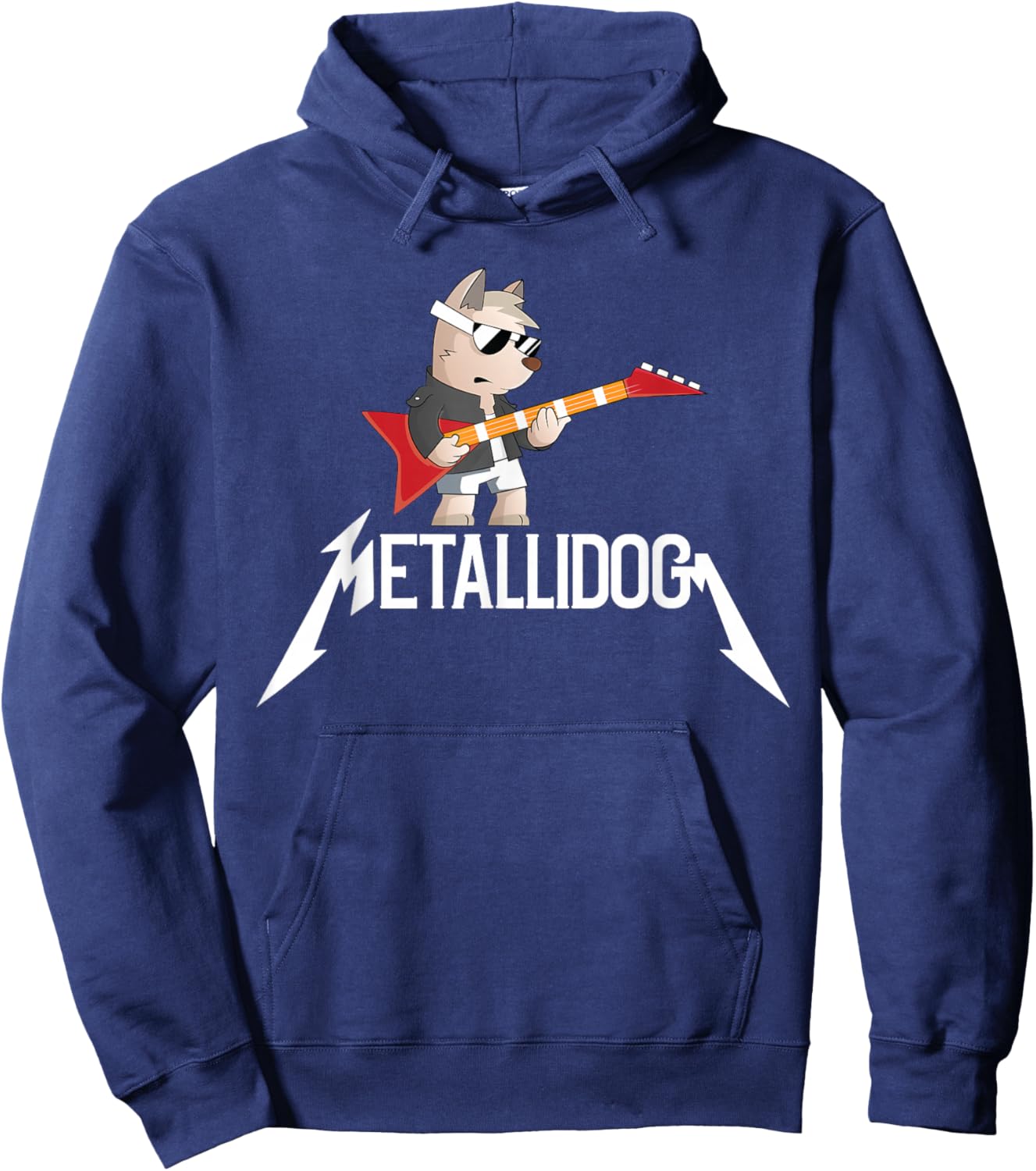 Metalli-Dog Funny Rocker Puppy Doggie Pet Rock Music Lover Women Girls Kids Hoodie - Hoodie | Navy