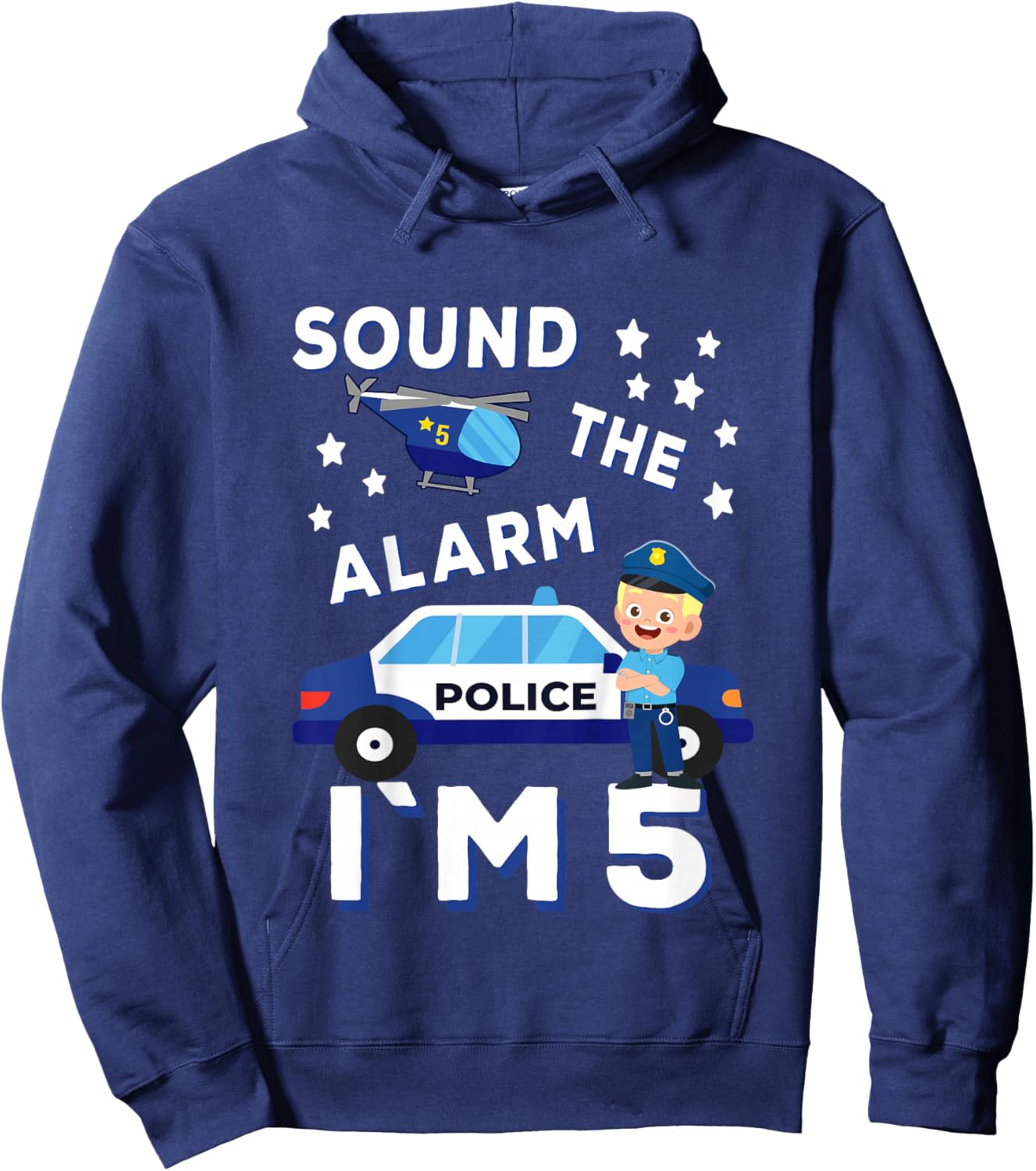 Birthday Police Fire Emergency Vehicles Kids Gifts Kids Police Car 5th Birthday Party Boys Hoodie - Hoodie | Navy