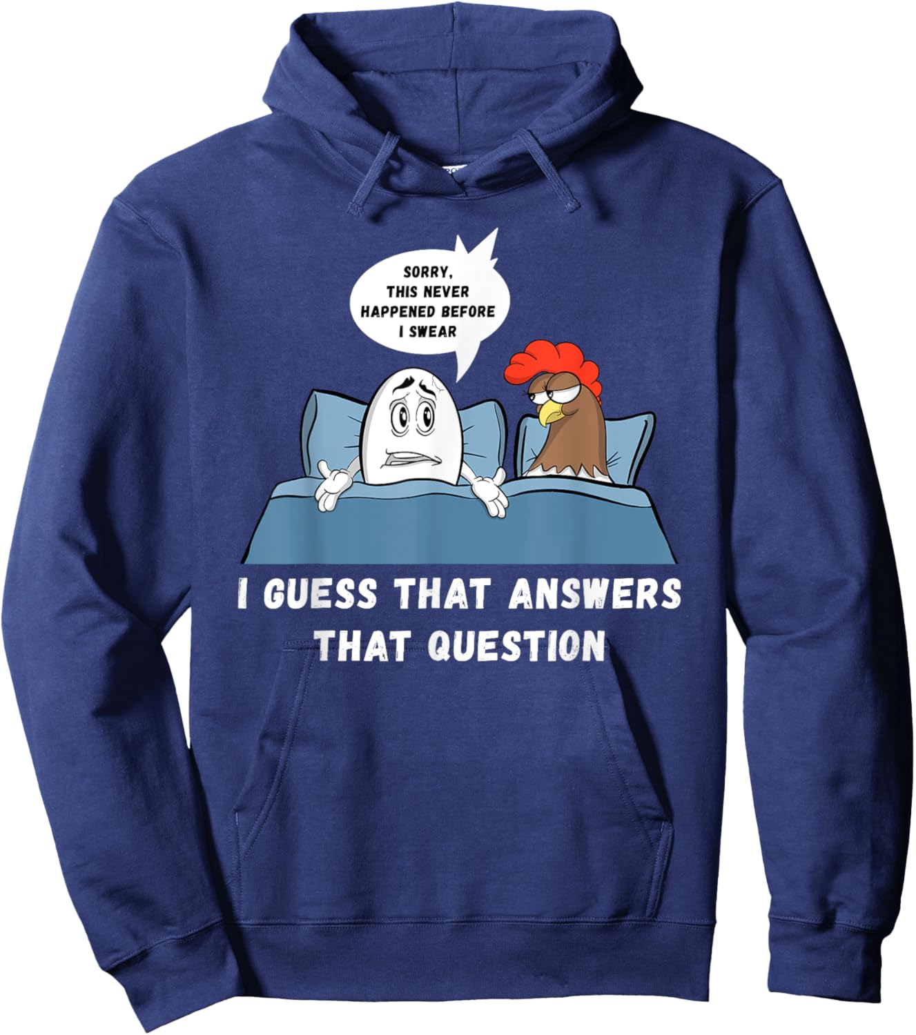 Which Came First Chicken Or Egg Joke Funny Adult Humor Hoodie - Hoodie | Navy