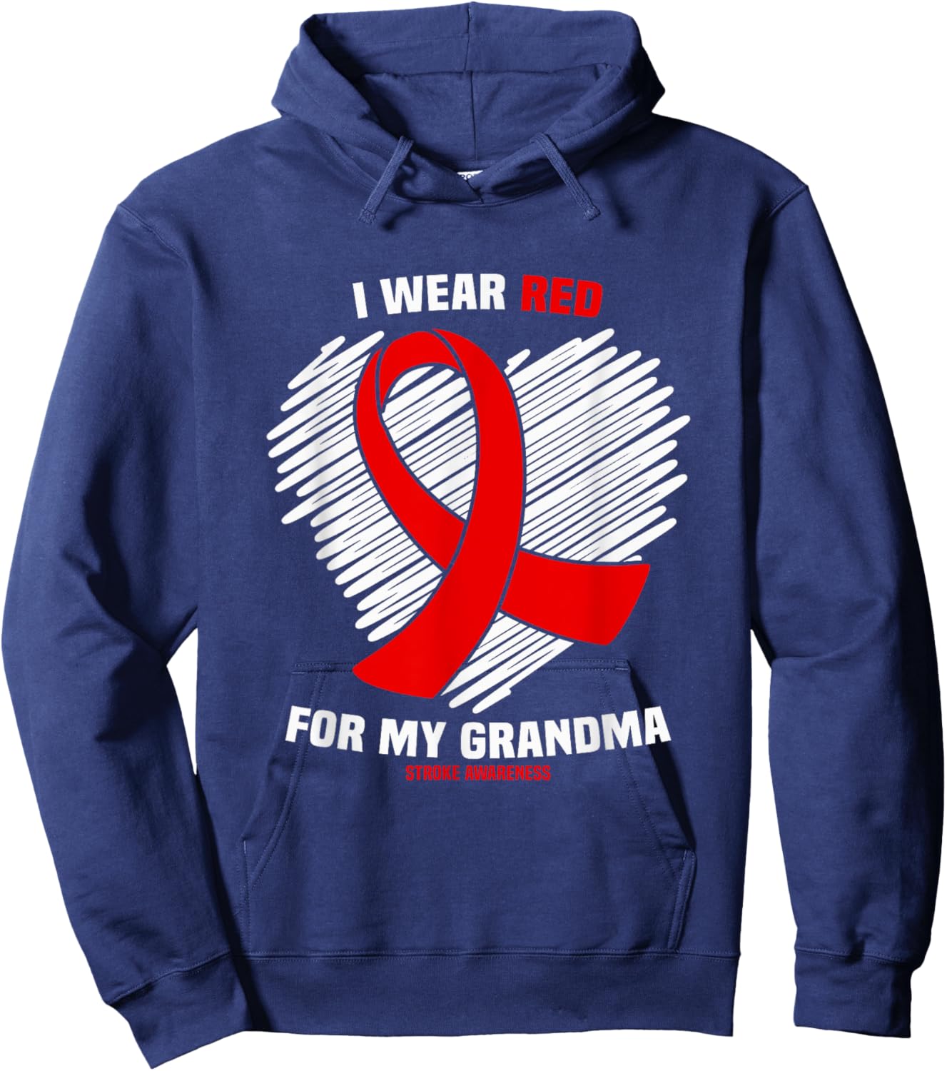 I Wear Red For My Grandma Stroke Awareness Hoodie - Hoodie | Navy