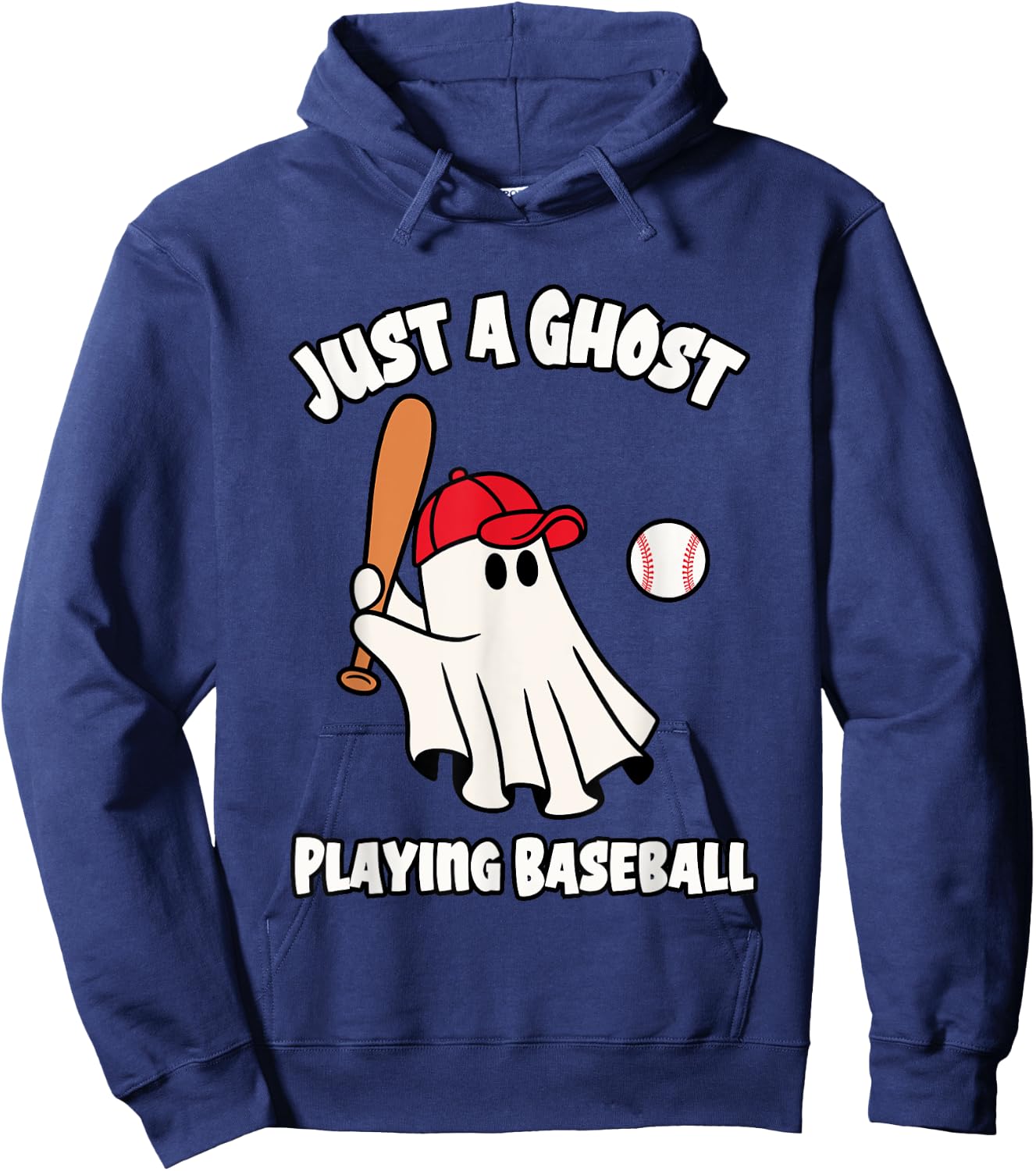 Ghost Playing Baseball Halloween Costume Hoodie - Hoodie | Navy