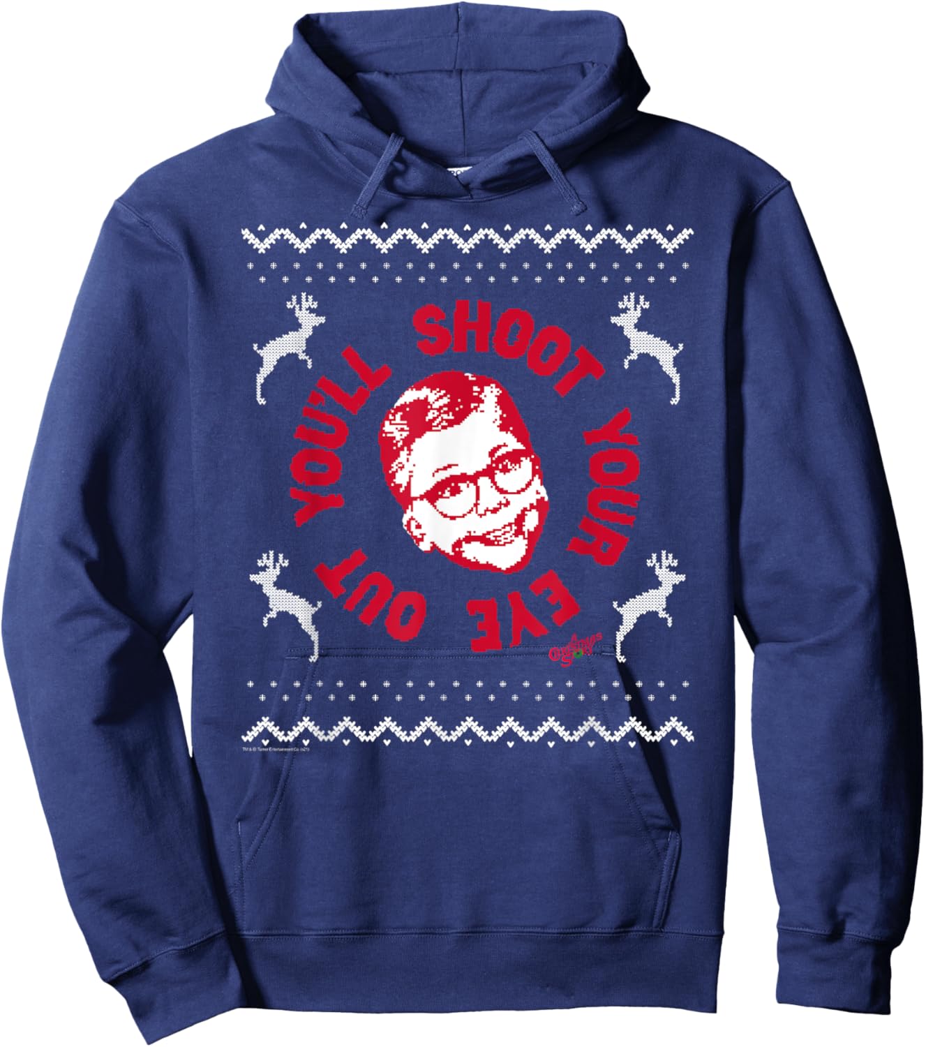 A Christmas Story Sweater Print You'll Shoot Your Eye Out Hoodie - Hoodie | Navy