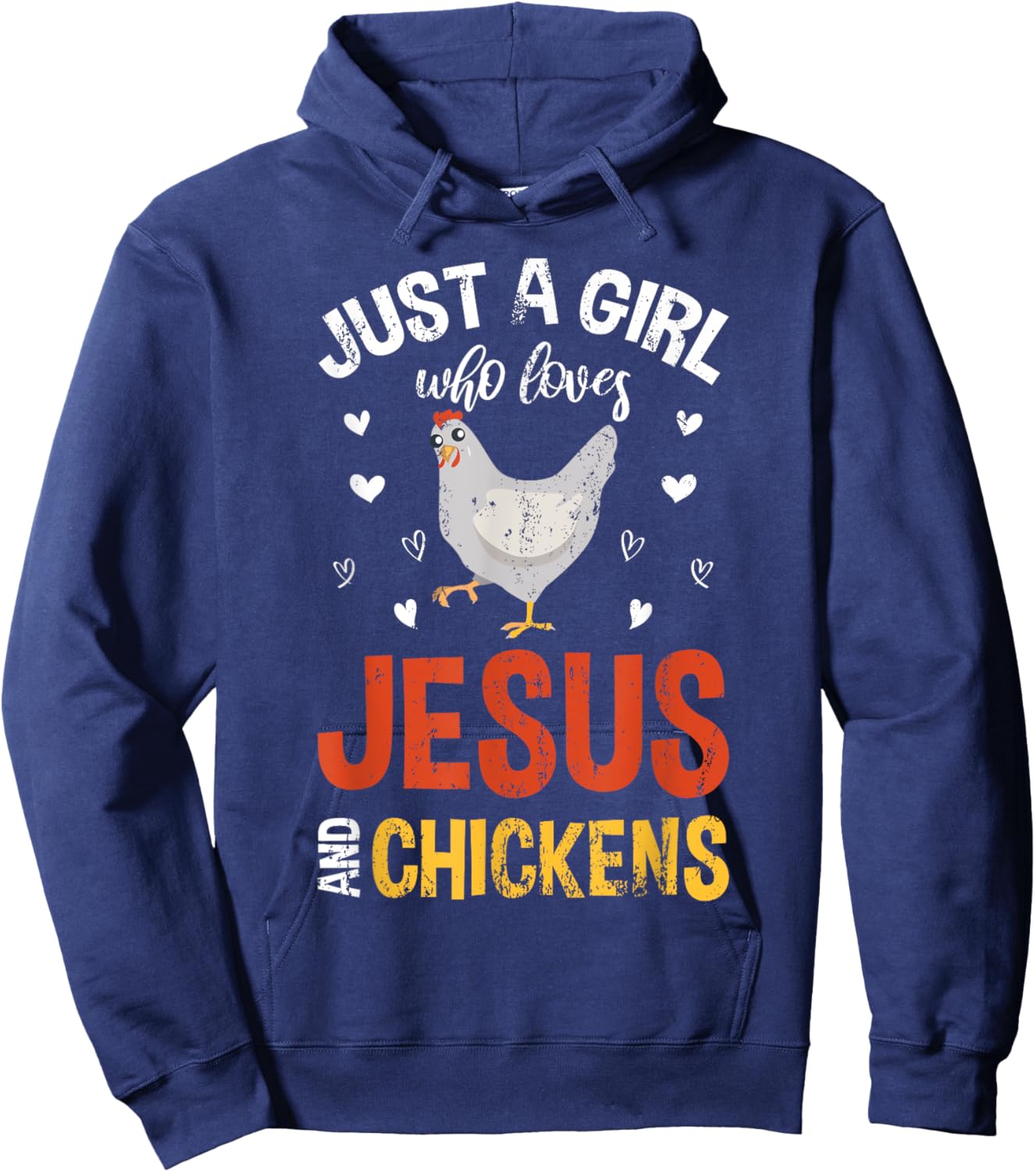 Funny Chicken Christian Farmer Women Girls Prayer Jesus Hoodie - Hoodie | Navy