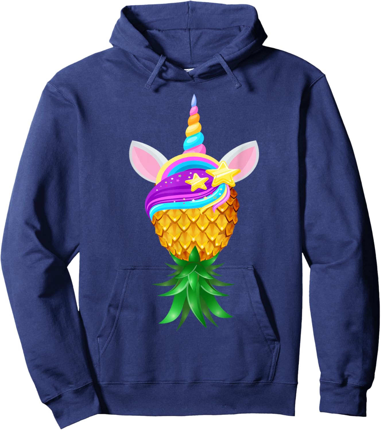 Swinger Upside Down Pineapple Magical Unicorn Head Hoodie - Hoodie | Navy