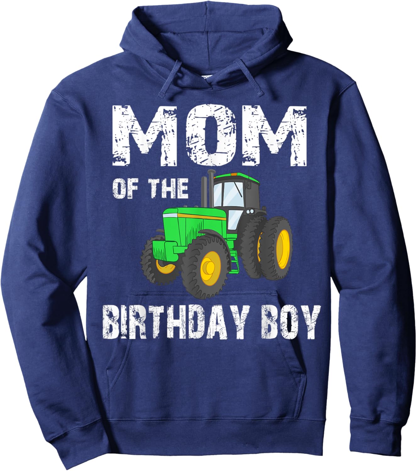Mom of the Birthday Boy Vintage Farm Tractor Party family Hoodie - Hoodie | Navy