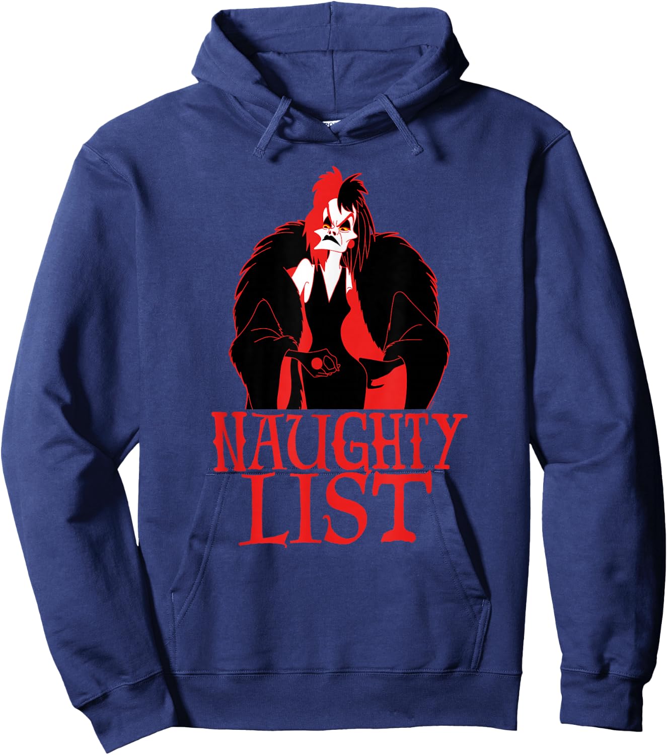 Disney Villains Holiday Christmas Cruella Naughty List Hoodie - Hoodie | Navy