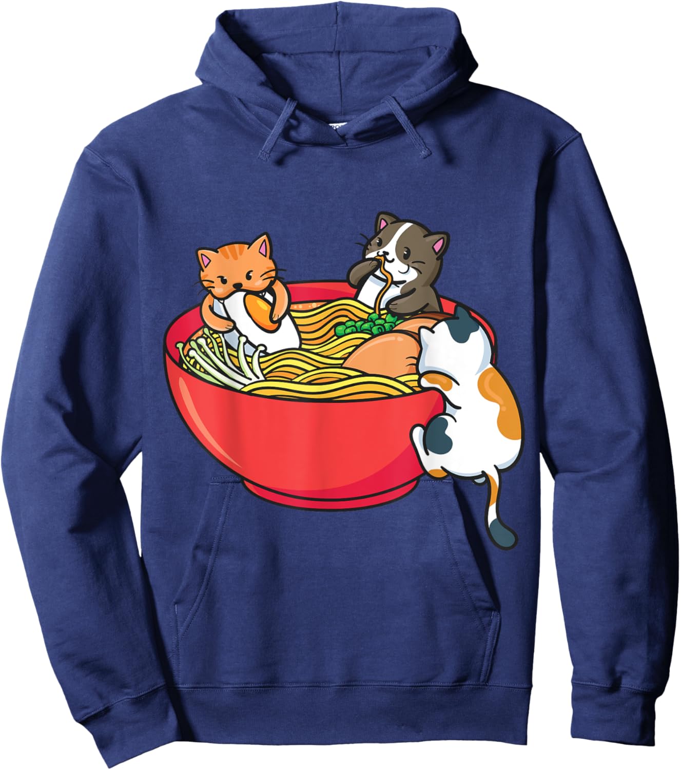 Japanese ramen noodles anime funny Japan cat Hoodie - Hoodie | Navy