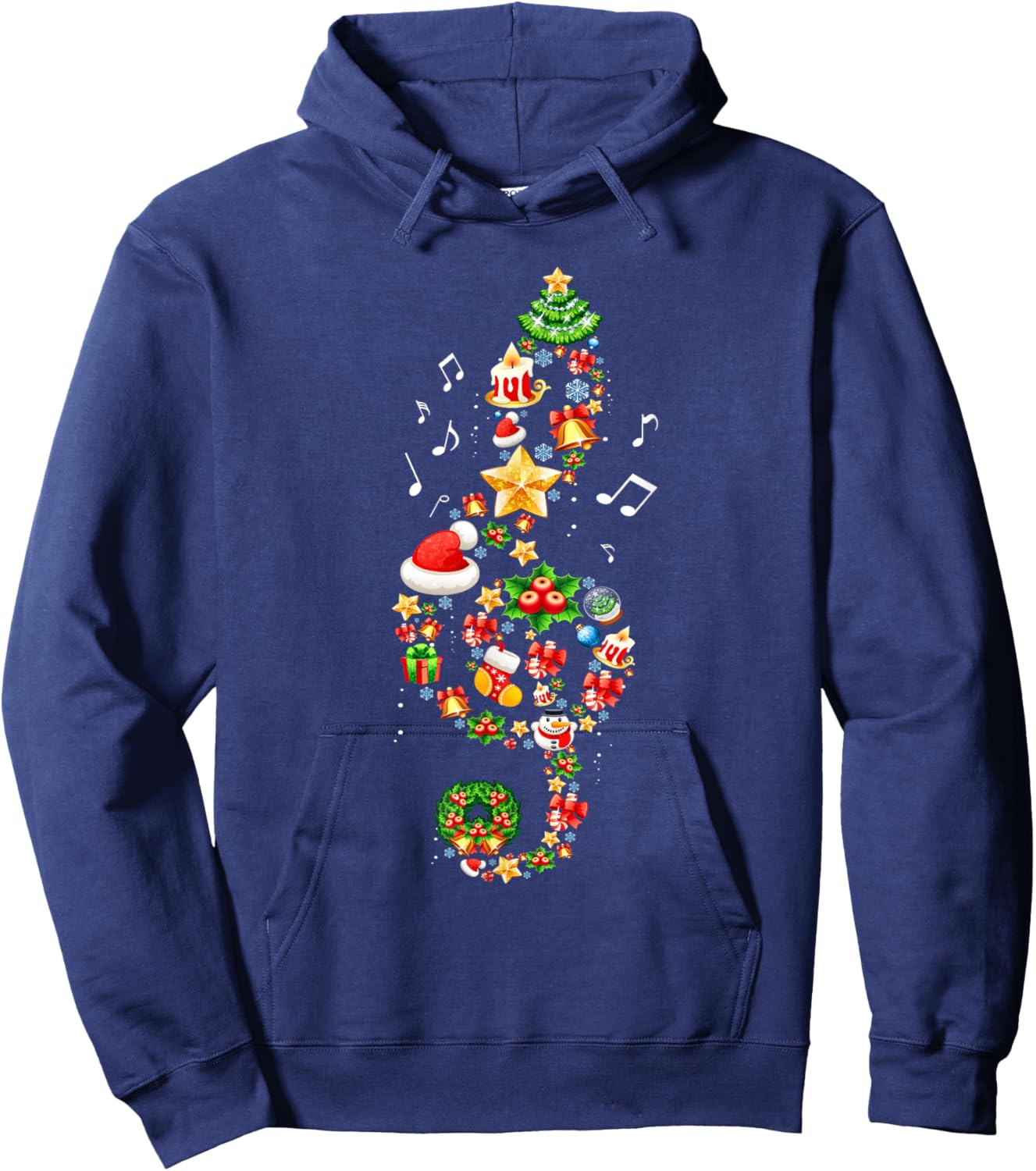Christmas Musical Note Music Lover Teacher Sing Carols Xmas Women Kids Hoodie - Hoodie | Navy