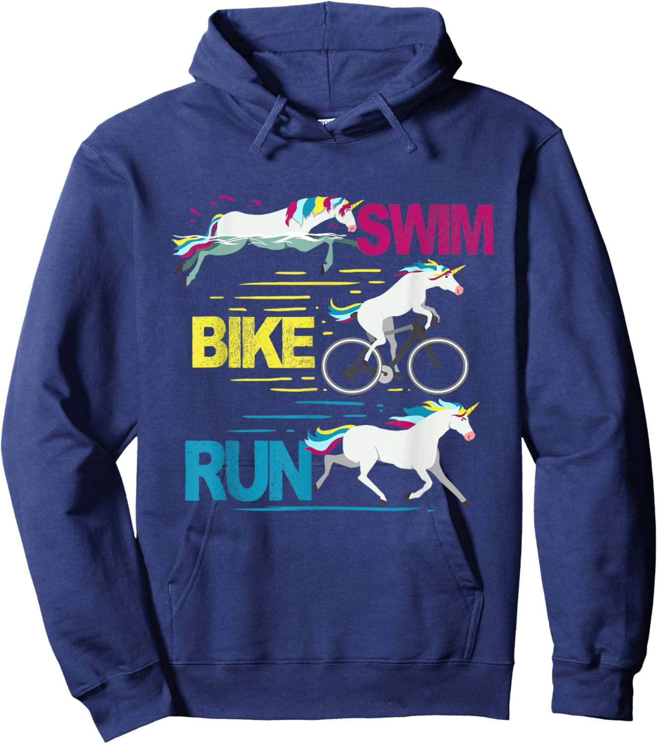 Running Swimming Cycling Unicorn Triathlete Triathlon Hoodie - Hoodie | Navy